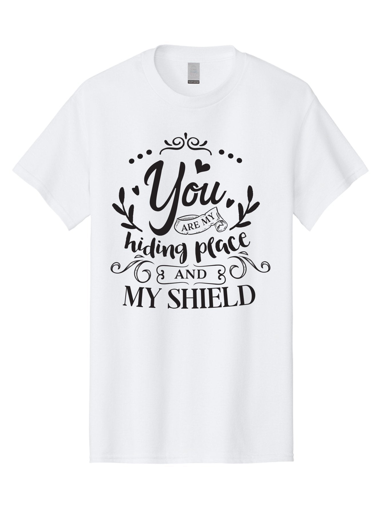 You-Are-My-Hiding-Place Men'S Graphic Tee, 100% Cotton, Comfortable Casual Summer Wear, Machine Washable, Inspirational Quote, Motivational Words, Love Message, Heartwarming Phrase, Decorative Typography, You Are My Hiding Place And My Shield, Aad333 14