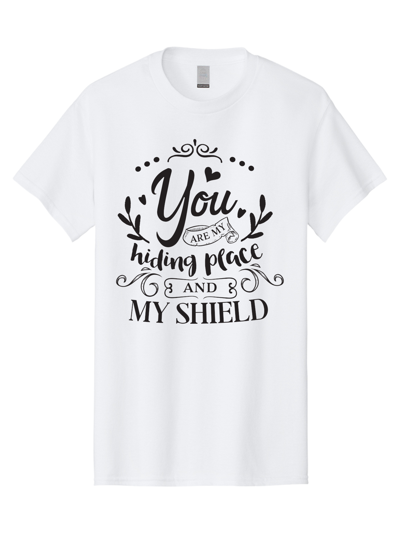 You-Are-My-Hiding-Place Men'S Graphic Tee, 100% Cotton, Comfortable Casual Summer Wear, Machine Washable, Inspirational Quote, Motivational Words, Love Message, Heartwarming Phrase, Decorative Typography, You Are My Hiding Place And My Shield, Aad333 3