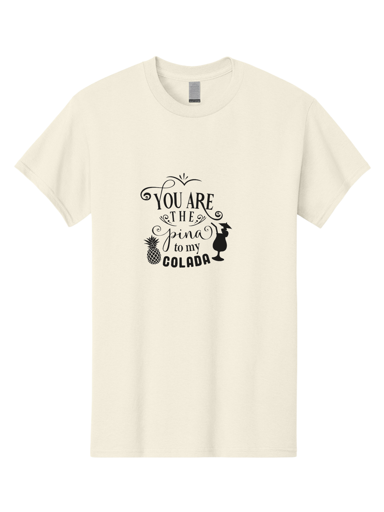 You-Are-The-Pina-To-My-Colada Men'S Graphic Tee, 100% Cotton, Comfortable Casual Summer Wear, Machine Washable, Funny Quote, Pina Colada, Couple Goals, Romantic Phrase, Tropical Vibes, Cocktail Love, Partner In Crime, Valentines Day Gift Aad336 25