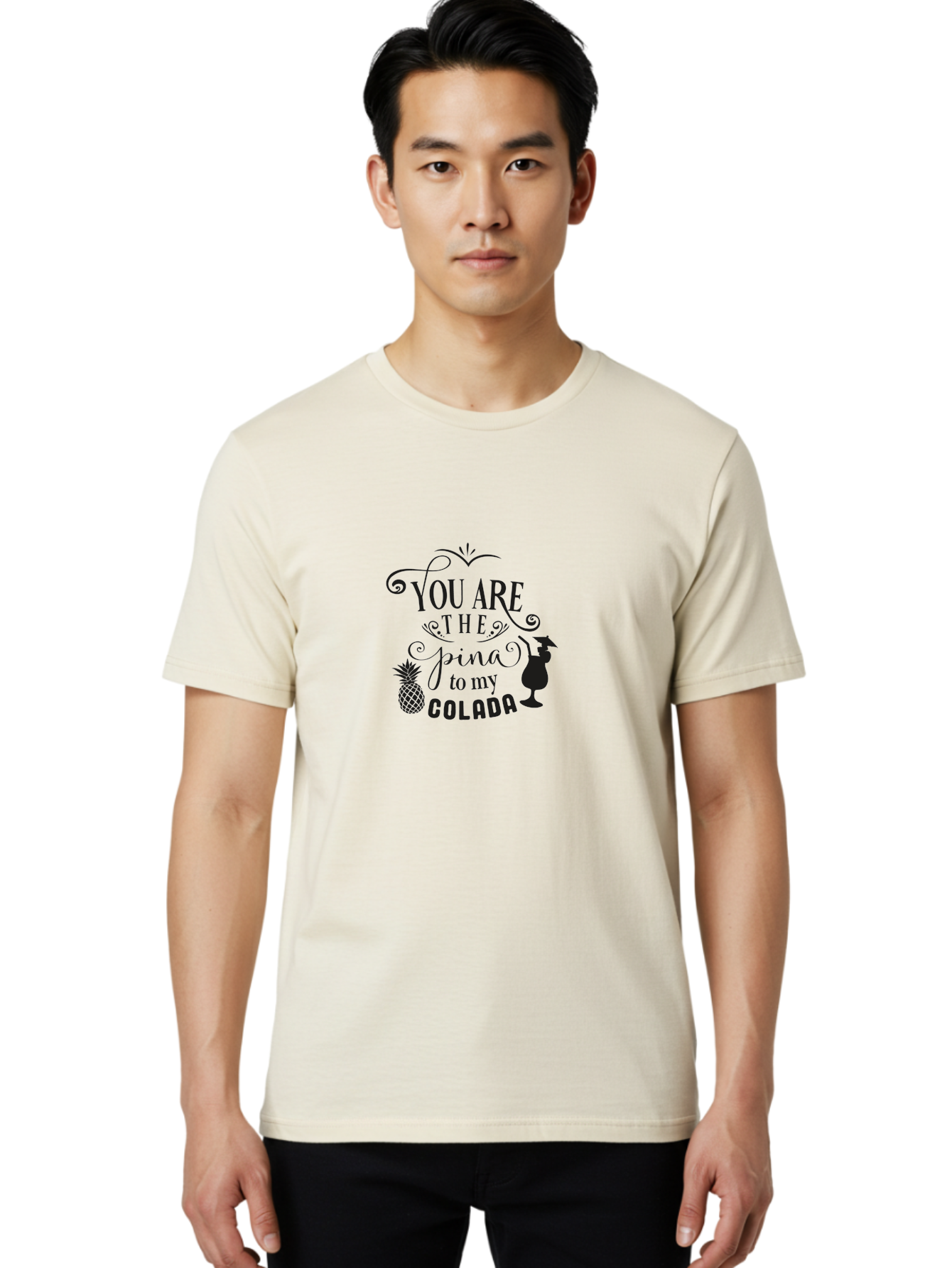 You-Are-The-Pina-To-My-Colada Men'S Graphic Tee, 100% Cotton, Comfortable Casual Summer Wear, Machine Washable, Funny Quote, Pina Colada, Couple Goals, Romantic Phrase, Tropical Vibes, Cocktail Love, Partner In Crime, Valentines Day Gift Aad336 26