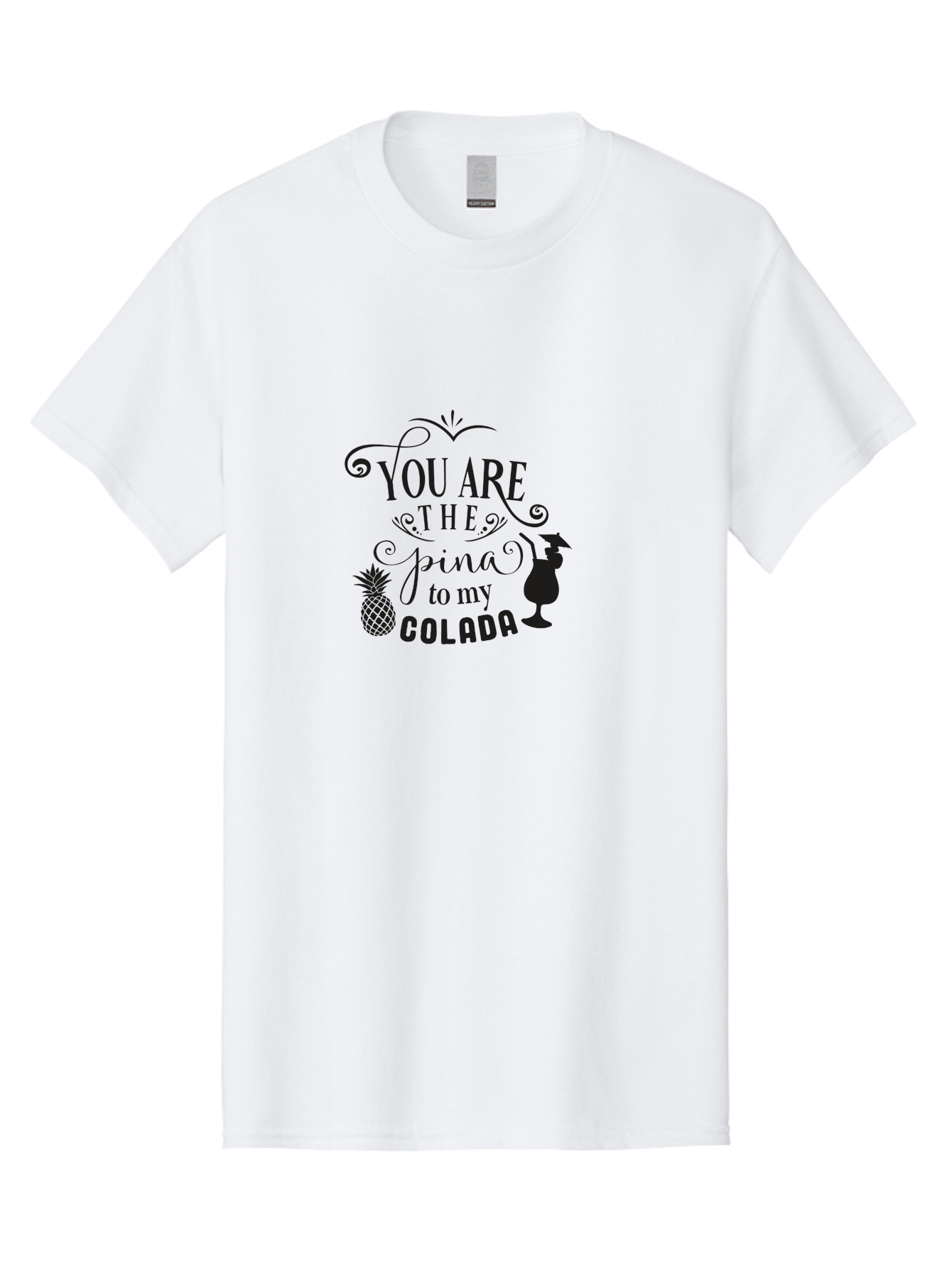 You-Are-The-Pina-To-My-Colada Men'S Graphic Tee, 100% Cotton, Comfortable Casual Summer Wear, Machine Washable, Funny Quote, Pina Colada, Couple Goals, Romantic Phrase, Tropical Vibes, Cocktail Love, Partner In Crime, Valentines Day Gift Aad336 3