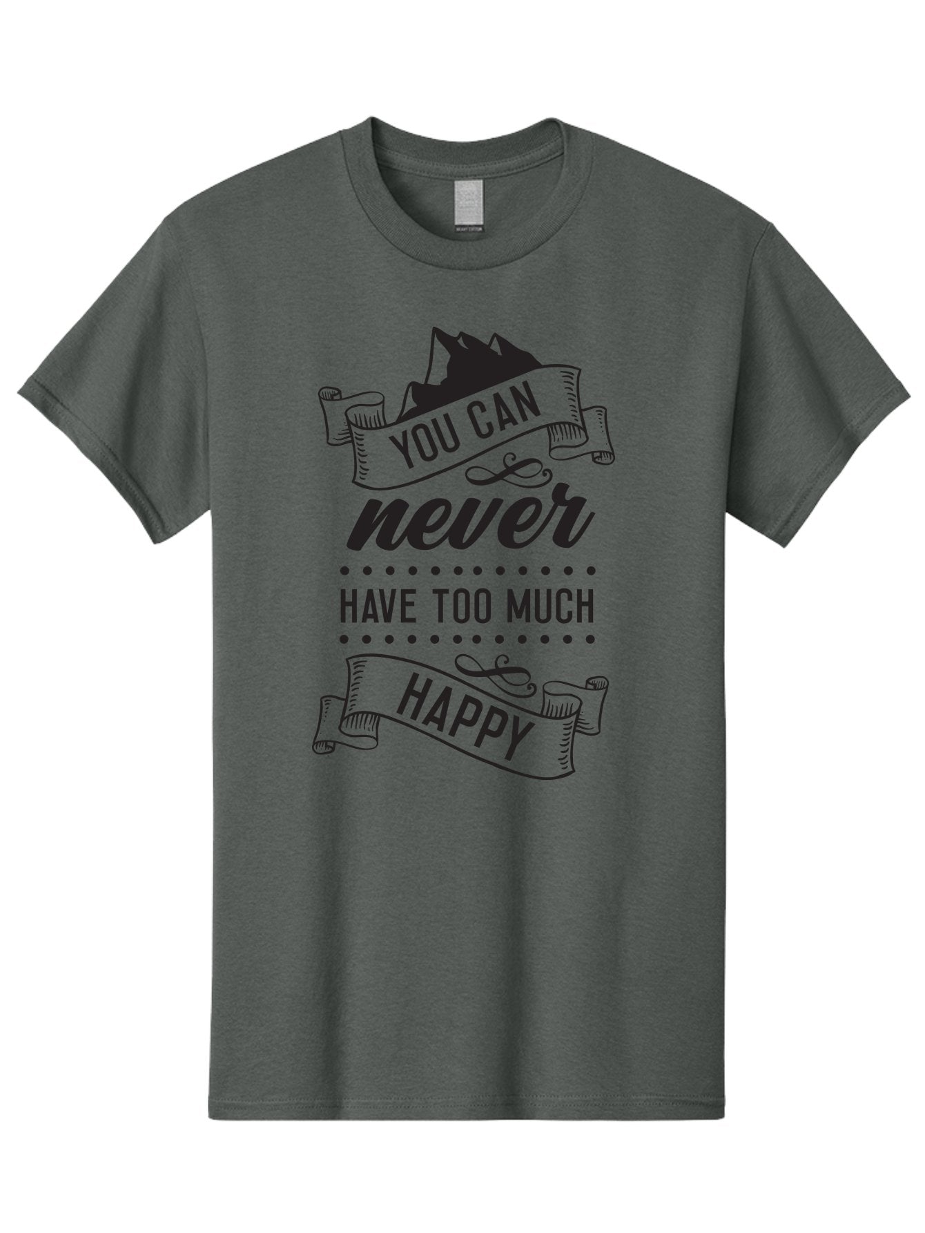 You-Can-Never-Have-Too-Much-Happy Men'S Graphic Tee, 100% Cotton, Comfortable Casual Summer Wear, Machine Washable, Motivational Quote, Happiness, Positivity, Inspirational Message, You Can Never Have Too Much Happy, Uplifting Words, Aad339 6