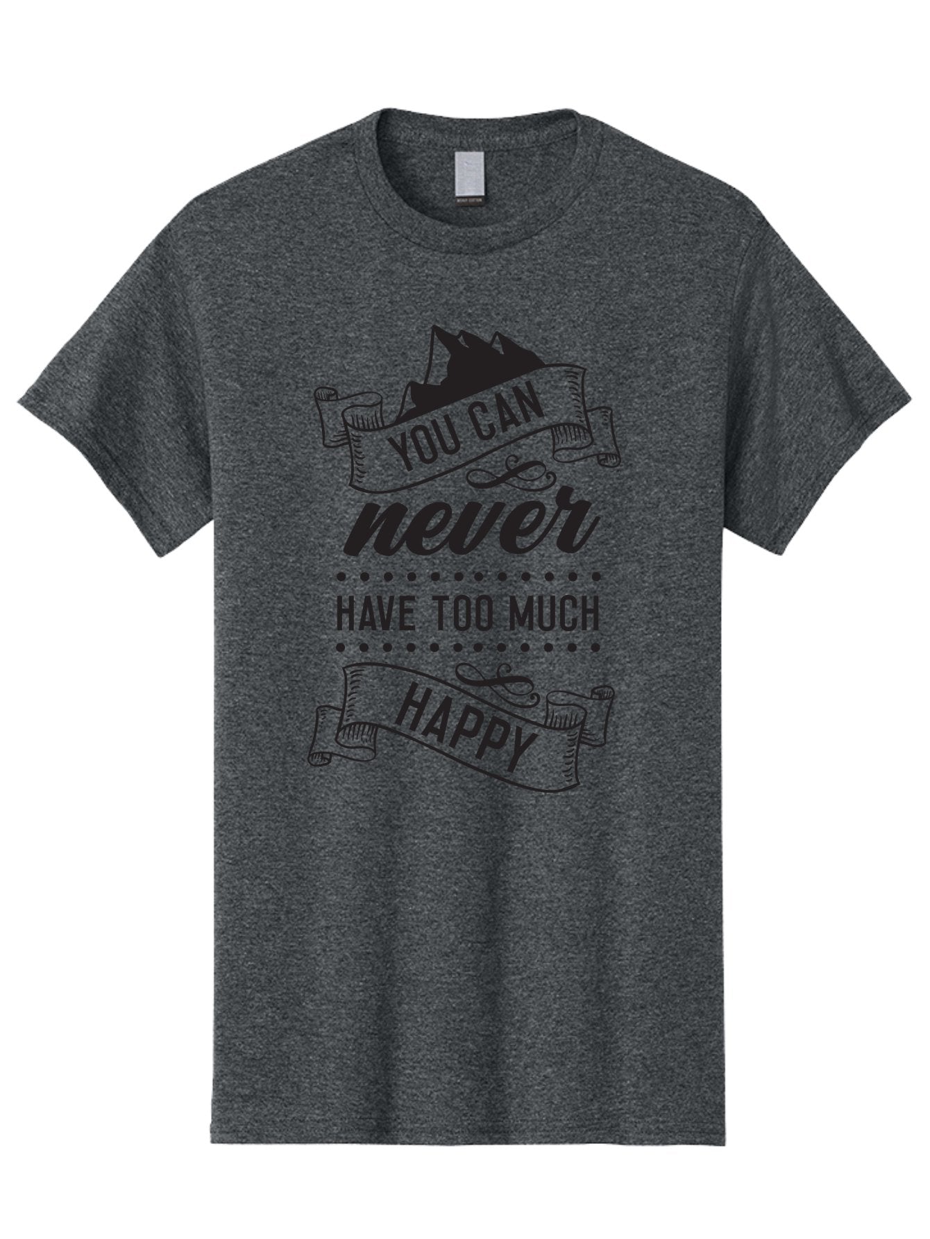 You-Can-Never-Have-Too-Much-Happy Men'S Graphic Tee, 100% Cotton, Comfortable Casual Summer Wear, Machine Washable, Motivational Quote, Happiness, Positivity, Inspirational Message, You Can Never Have Too Much Happy, Uplifting Words, Aad339 7