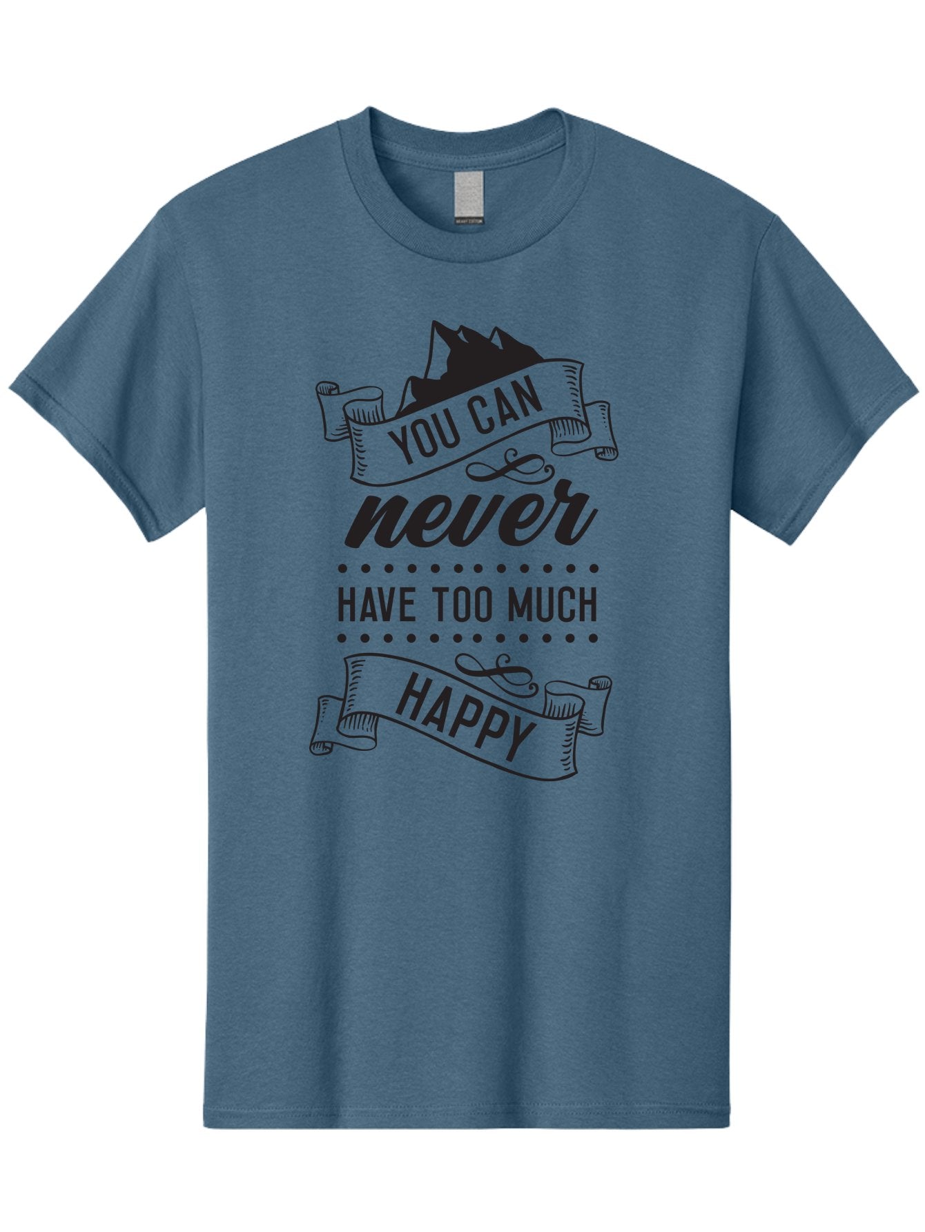 You-Can-Never-Have-Too-Much-Happy Men'S Graphic Tee, 100% Cotton, Comfortable Casual Summer Wear, Machine Washable, Motivational Quote, Happiness, Positivity, Inspirational Message, You Can Never Have Too Much Happy, Uplifting Words, Aad339 9