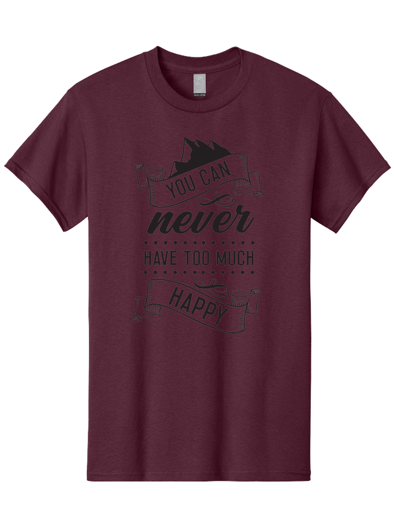 You-Can-Never-Have-Too-Much-Happy Men'S Graphic Tee, 100% Cotton, Comfortable Casual Summer Wear, Machine Washable, Motivational Quote, Happiness, Positivity, Inspirational Message, You Can Never Have Too Much Happy, Uplifting Words, Aad339