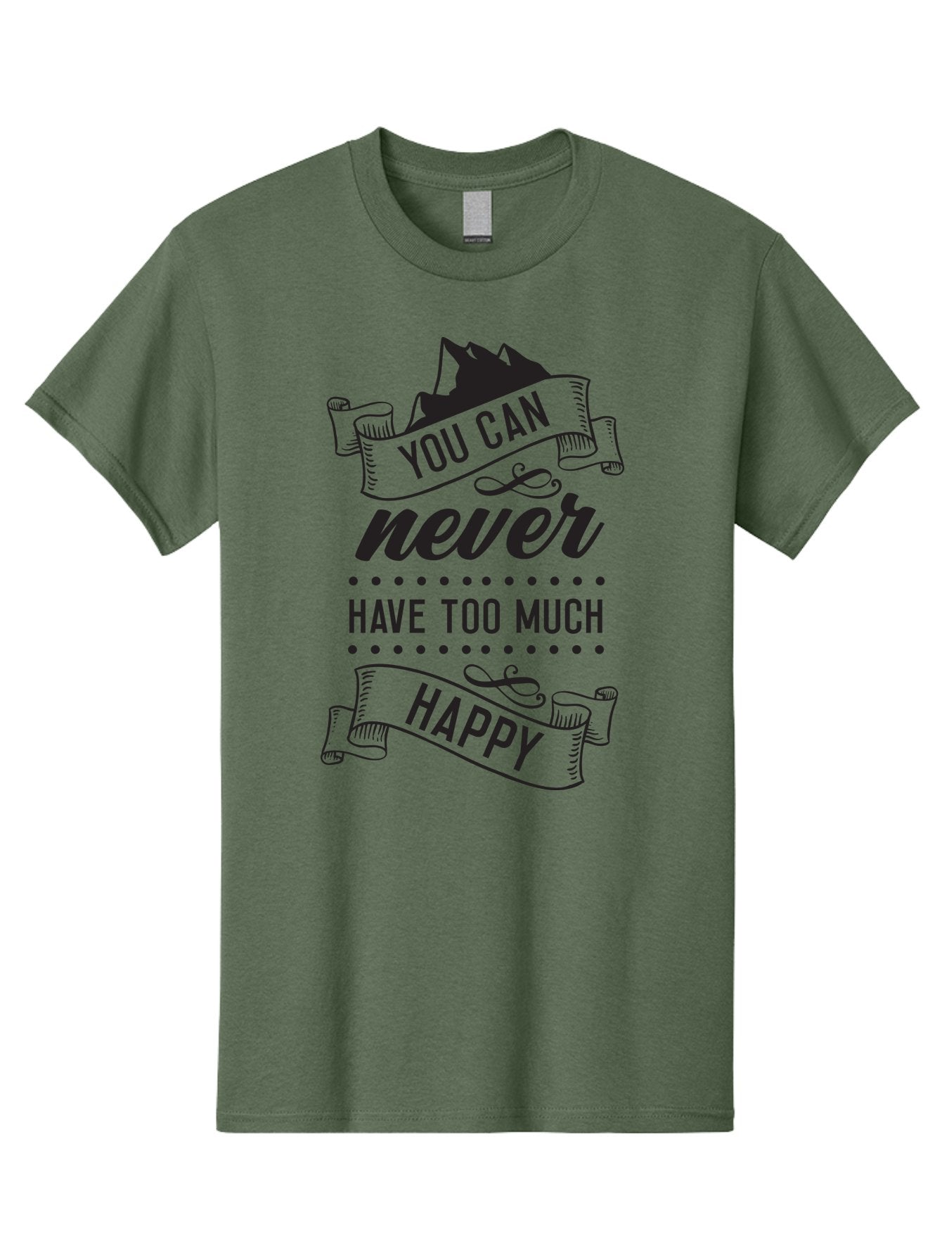 You-Can-Never-Have-Too-Much-Happy Men'S Graphic Tee, 100% Cotton, Comfortable Casual Summer Wear, Machine Washable, Motivational Quote, Happiness, Positivity, Inspirational Message, You Can Never Have Too Much Happy, Uplifting Words, Aad339