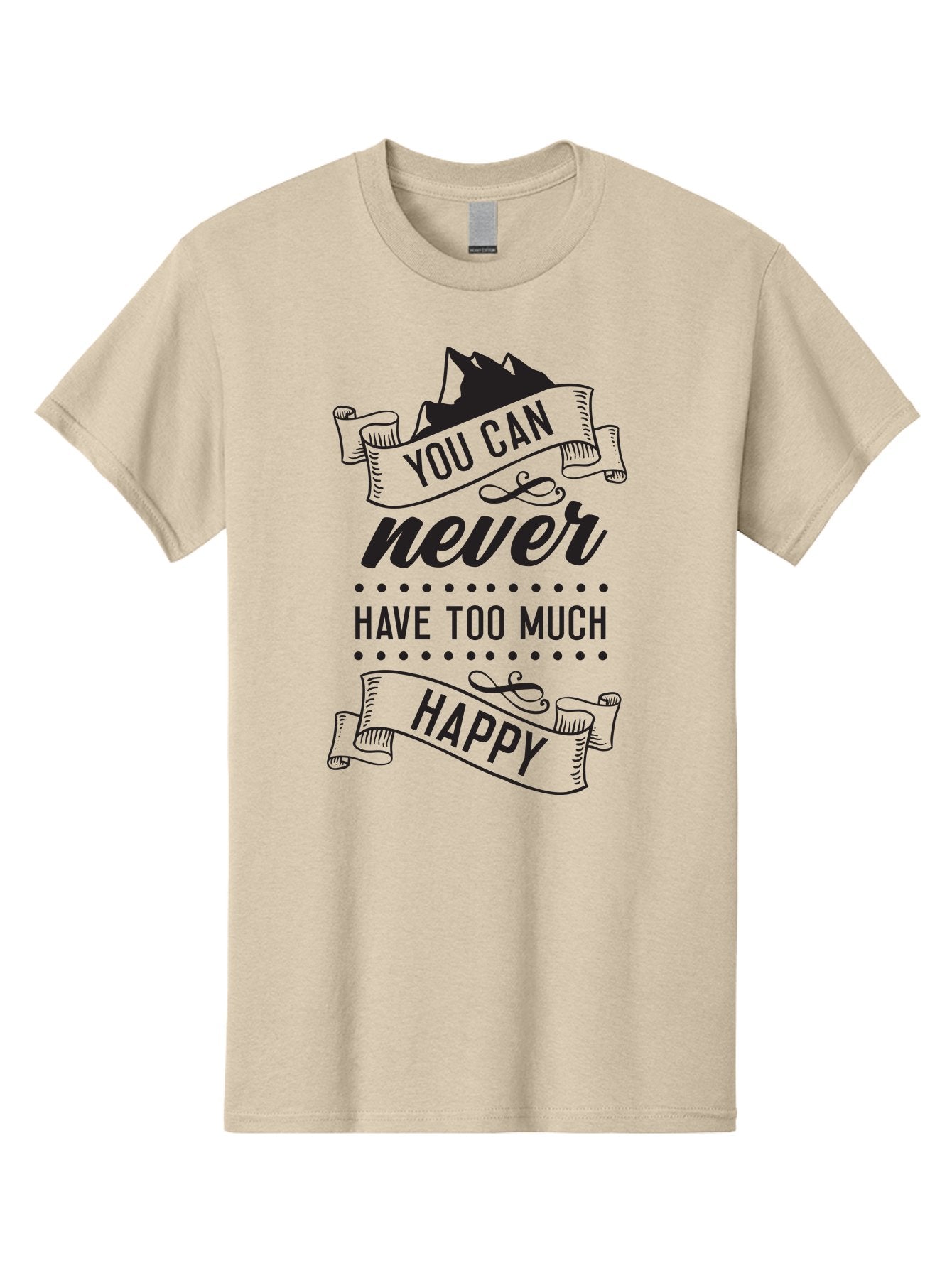 You-Can-Never-Have-Too-Much-Happy Men'S Graphic Tee, 100% Cotton, Comfortable Casual Summer Wear, Machine Washable, Motivational Quote, Happiness, Positivity, Inspirational Message, You Can Never Have Too Much Happy, Uplifting Words, Aad339 5