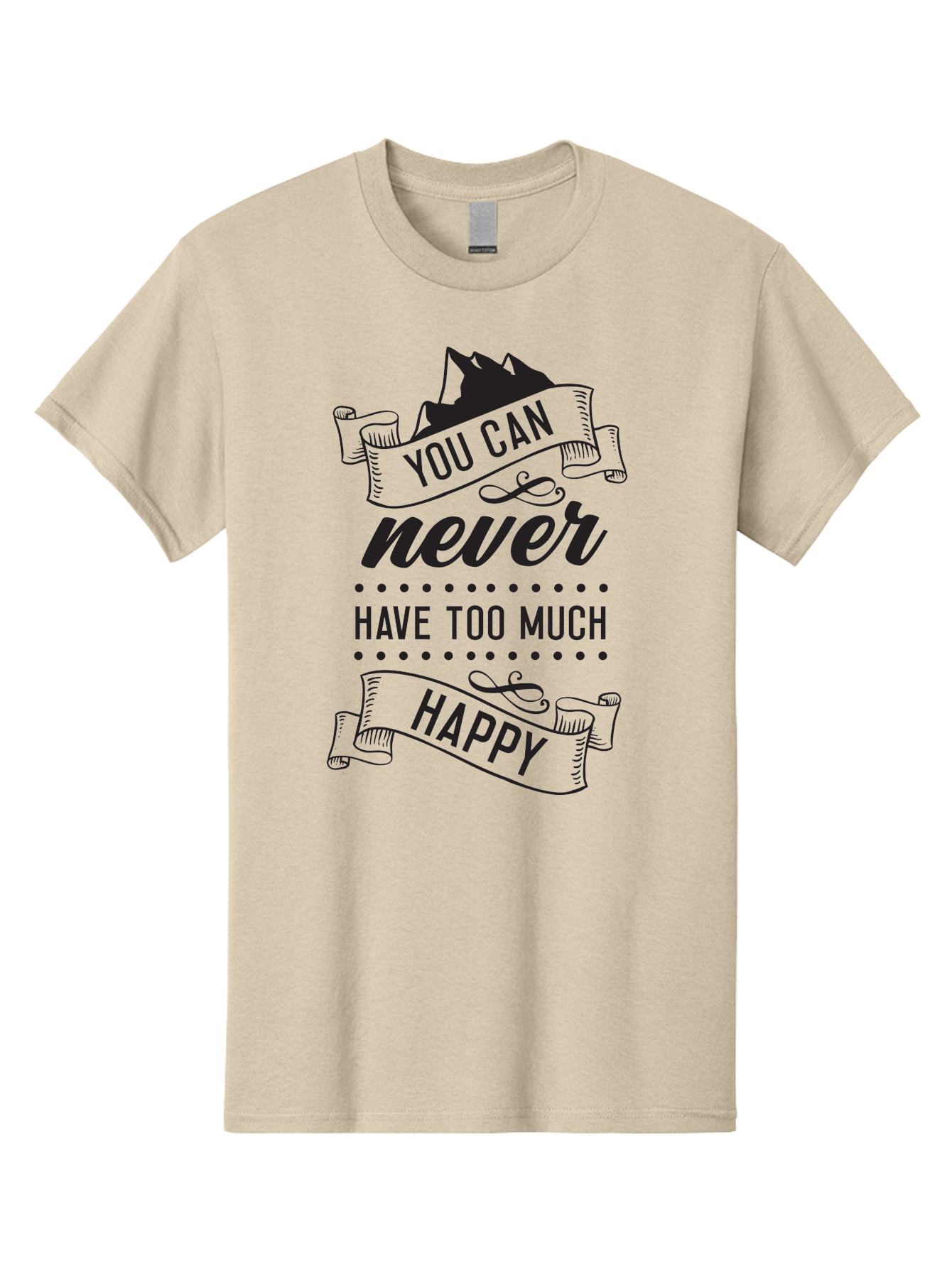 You-Can-Never-Have-Too-Much-Happy Men'S Graphic Tee, 100% Cotton, Comfortable Casual Summer Wear, Machine Washable, Motivational Quote, Happiness, Positivity, Inspirational Message, You Can Never Have Too Much Happy, Uplifting Words, Aad339 15
