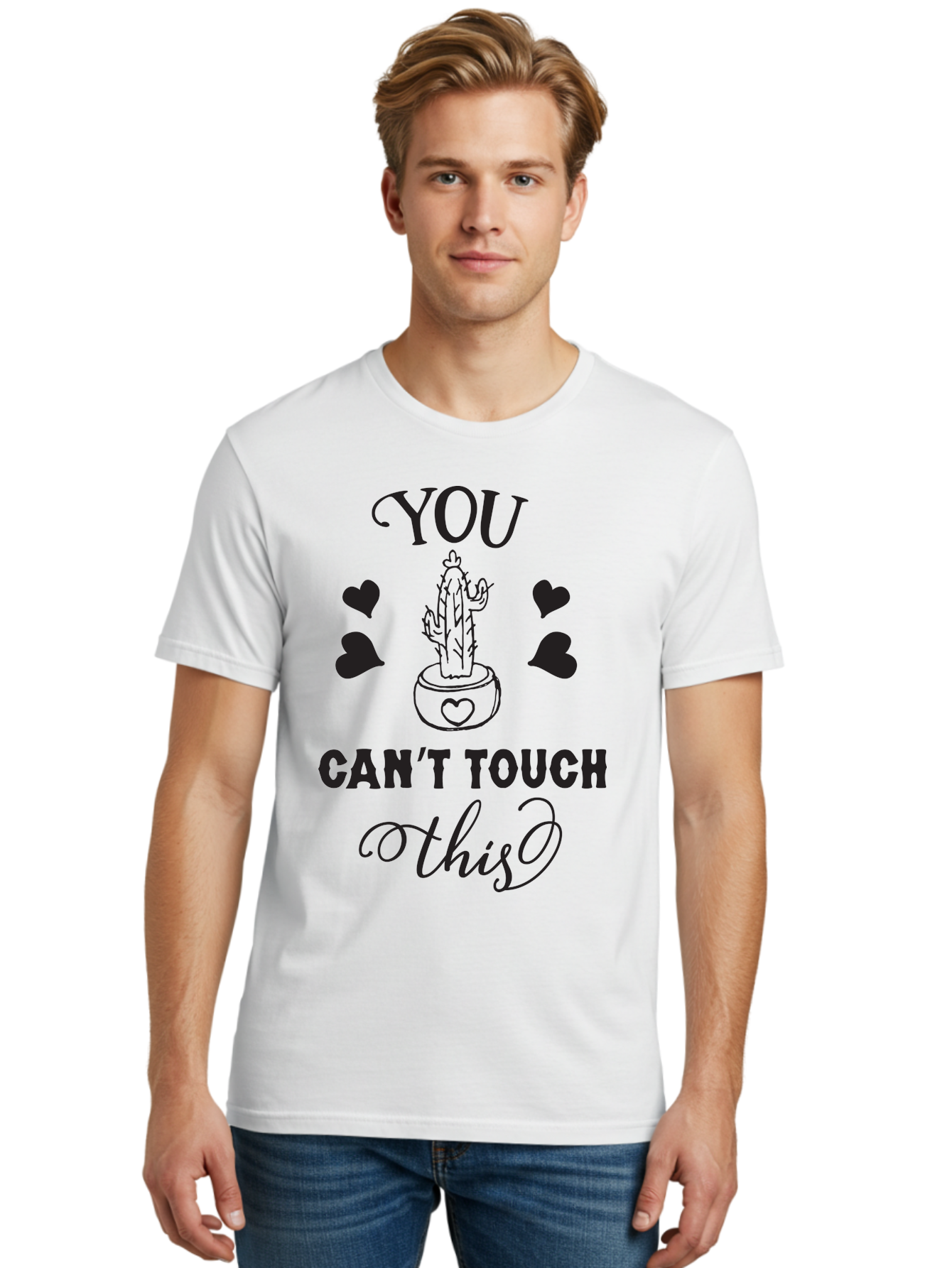 You-Can-T-Touch-This Men'S Graphic Tee, 100% Cotton, Comfortable Casual Summer Wear, Machine Washable, Cactus Pun, Funny Cactus, Prickly Humor, Playful Design, Humorous Quote, Witty Saying, Cactus Love, Heartwarming Humor Aad340 10