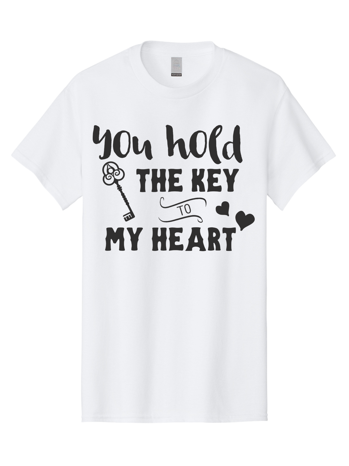 You-Hold-The-Key-To-My-Heart Men'S Graphic Tee, 100% Cotton, Comfortable Casual Summer Wear, Machine Washable, Romantic Quote, Love Message, Valentines Day Gift, Heartwarming Phrase, Couple Goals, Love Key, Heart Symbol, Decorative Hearts Aad342 3