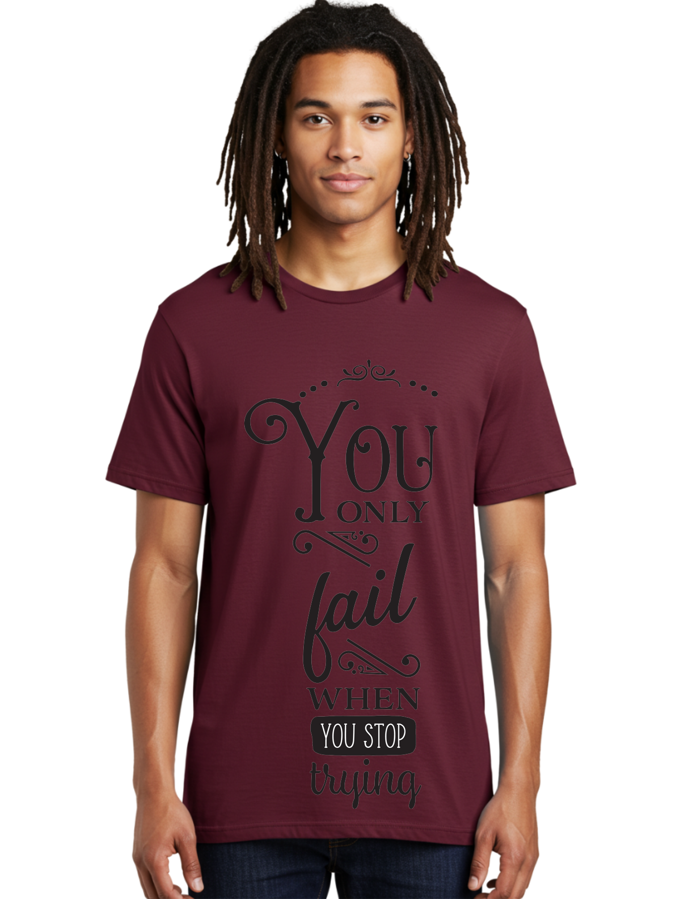 You-Only-Fail Men'S Graphic Tee, 100% Cotton, Comfortable Casual Summer Wear, Machine Washable, Motivational Quotes, Inspirational Sayings, Perseverance, Determination, Success Mindset, Never Give Up, Positive Affirmations, Self-Motivation, Aad345 10