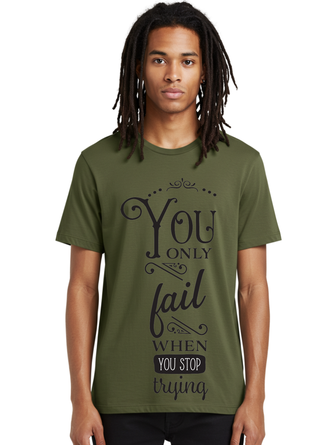 You-Only-Fail Men'S Graphic Tee, 100% Cotton, Comfortable Casual Summer Wear, Machine Washable, Motivational Quotes, Inspirational Sayings, Perseverance, Determination, Success Mindset, Never Give Up, Positive Affirmations, Self-Motivation, Aad345 20