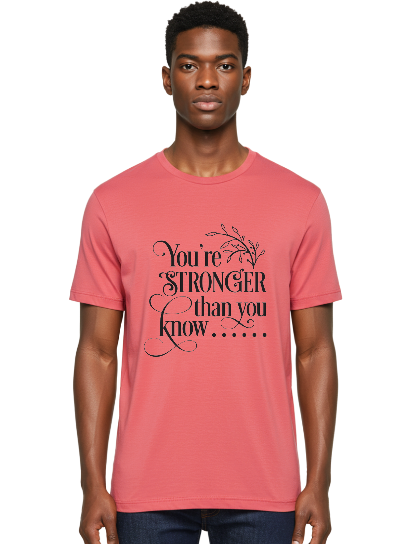 You-Re-Stronger-Than-You-Know Men'S Graphic Tee, 100% Cotton, Comfortable Casual Summer Wear, Machine Washable, Motivational Quote, Inspirational Message, Strength, Positivity, Empowerment, Encouragement, Inner Strength, Self-Improvement Aad347 8