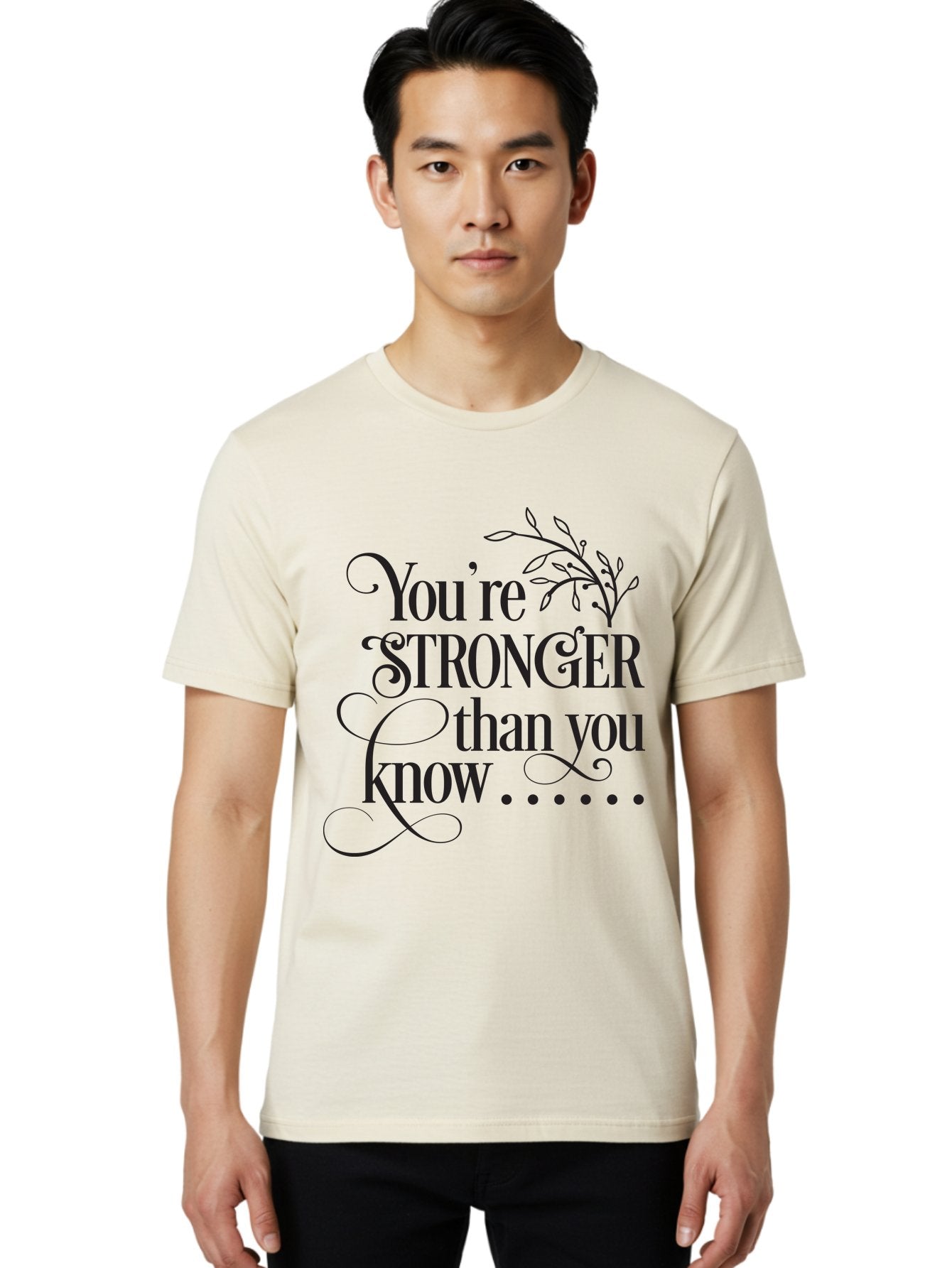 You-Re-Stronger-Than-You-Know Men'S Graphic Tee, 100% Cotton, Comfortable Casual Summer Wear, Machine Washable, Motivational Quote, Inspirational Message, Strength, Positivity, Empowerment, Encouragement, Inner Strength, Self-Improvement Aad347 24