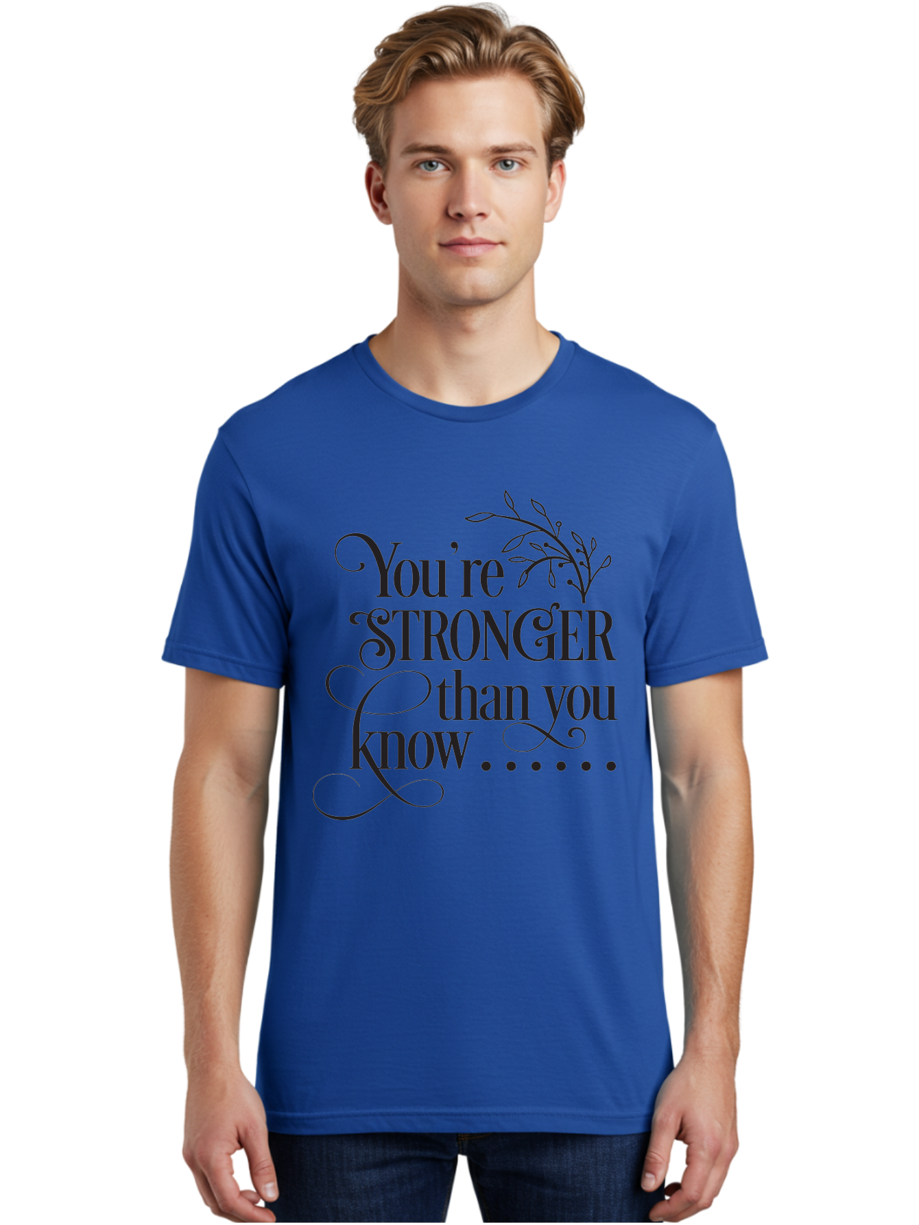 You-Re-Stronger-Than-You-Know Men'S Graphic Tee, 100% Cotton, Comfortable Casual Summer Wear, Machine Washable, Motivational Quote, Inspirational Message, Strength, Positivity, Empowerment, Encouragement, Inner Strength, Self-Improvement Aad347 24