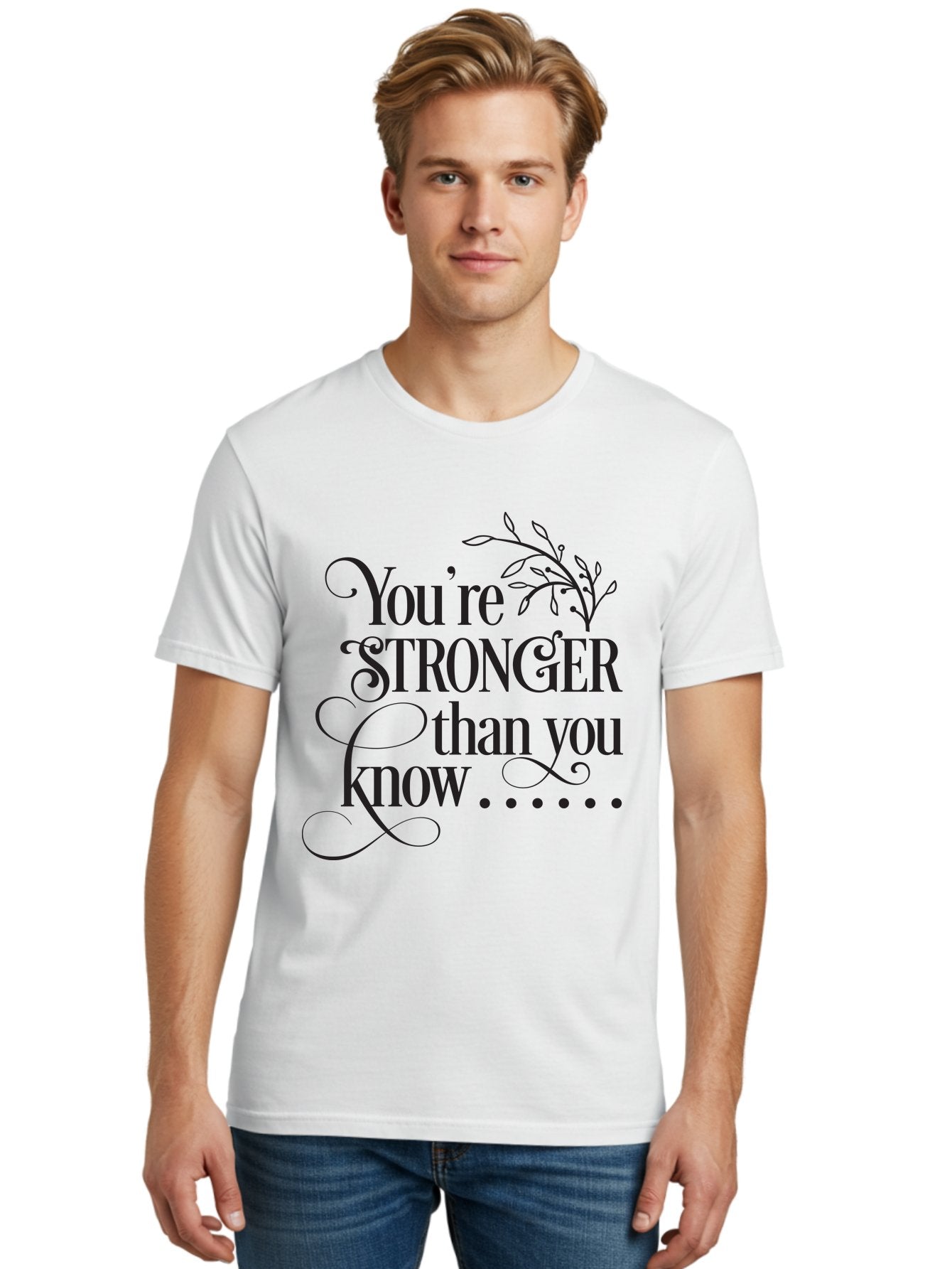 You-Re-Stronger-Than-You-Know Men'S Graphic Tee, 100% Cotton, Comfortable Casual Summer Wear, Machine Washable, Motivational Quote, Inspirational Message, Strength, Positivity, Empowerment, Encouragement, Inner Strength, Self-Improvement Aad347 21