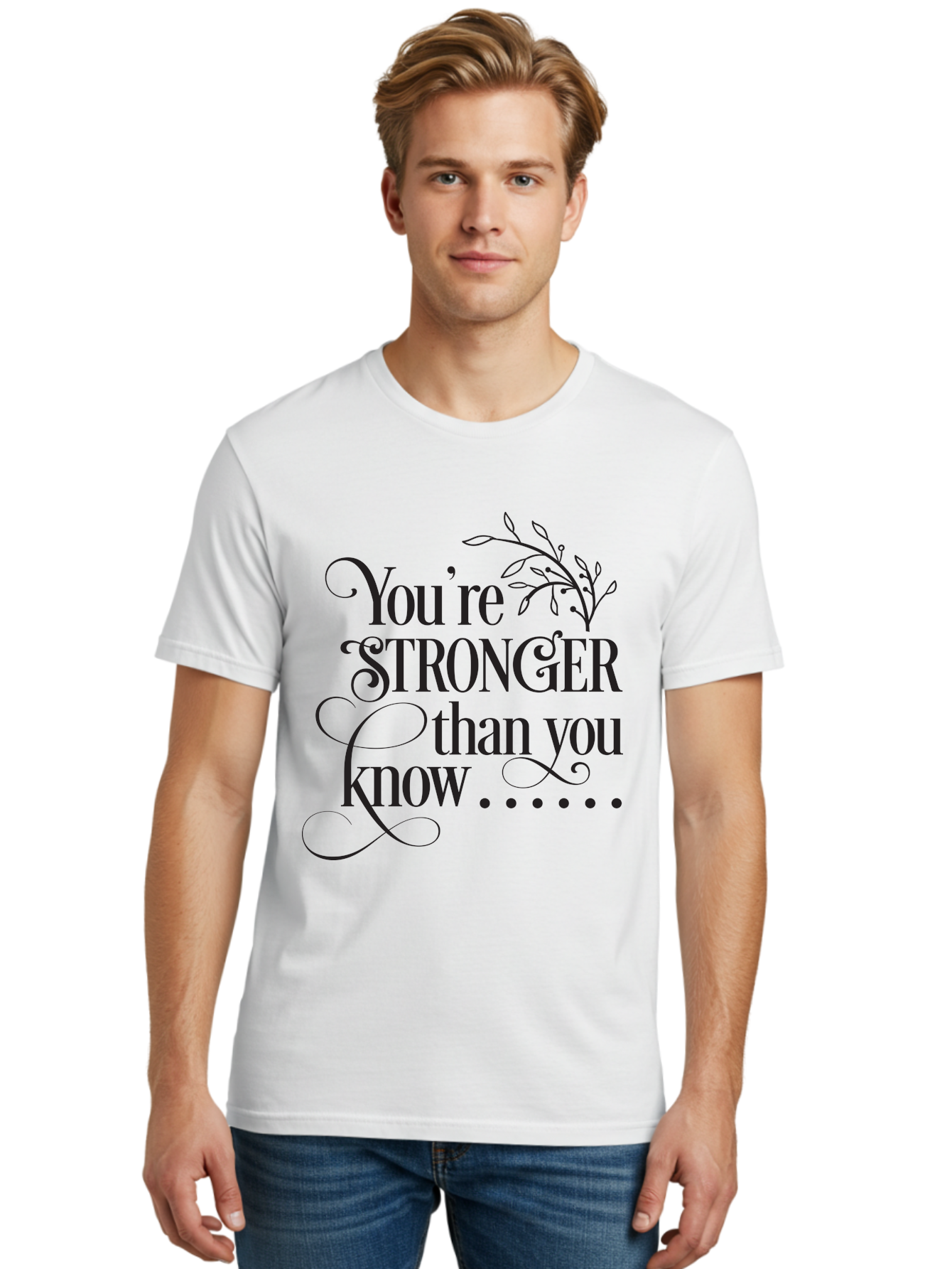 You-Re-Stronger-Than-You-Know Men'S Graphic Tee, 100% Cotton, Comfortable Casual Summer Wear, Machine Washable, Motivational Quote, Inspirational Message, Strength, Positivity, Empowerment, Encouragement, Inner Strength, Self-Improvement Aad347 20