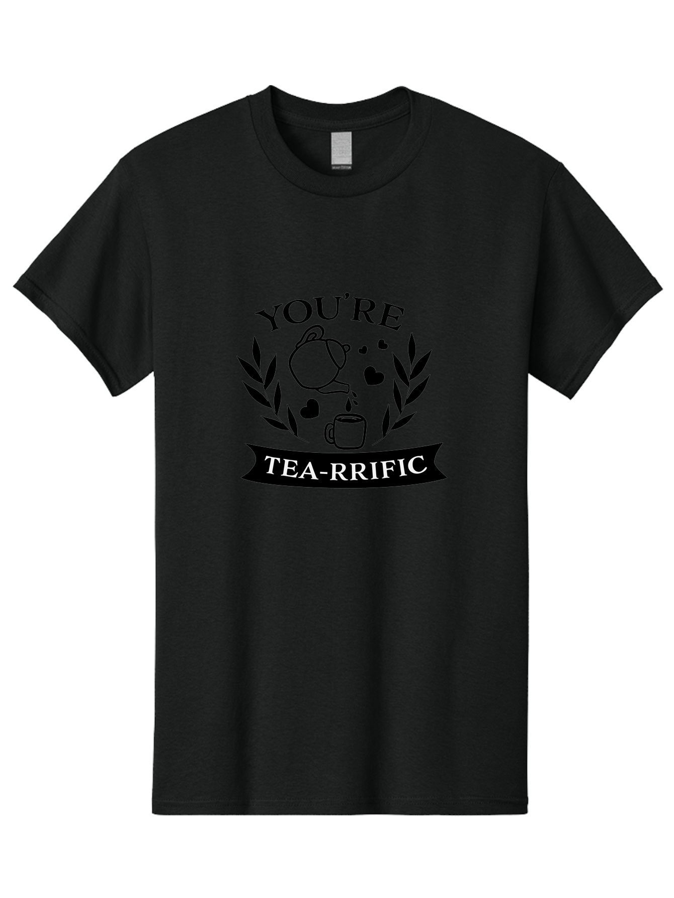 You-Re-Tea-Rrific Men'S Graphic Tee, 100% Cotton, Comfortable Casual Summer Wear, Machine Washable, Tea-Rific, Tea Lover, Punny Design, Heartwarming Message, Tea Time, Teapot, Hearts, Laurel Wreath Aad348 9