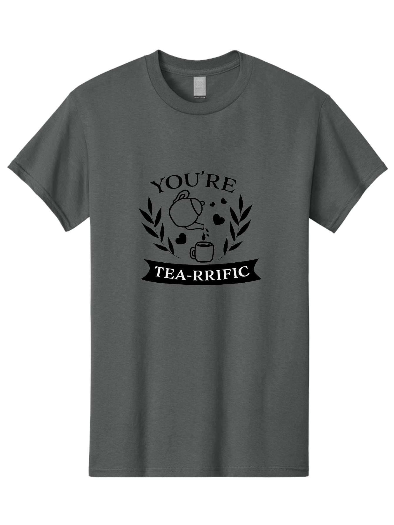 You-Re-Tea-Rrific Men'S Graphic Tee, 100% Cotton, Comfortable Casual Summer Wear, Machine Washable, Tea-Rific, Tea Lover, Punny Design, Heartwarming Message, Tea Time, Teapot, Hearts, Laurel Wreath Aad348 11