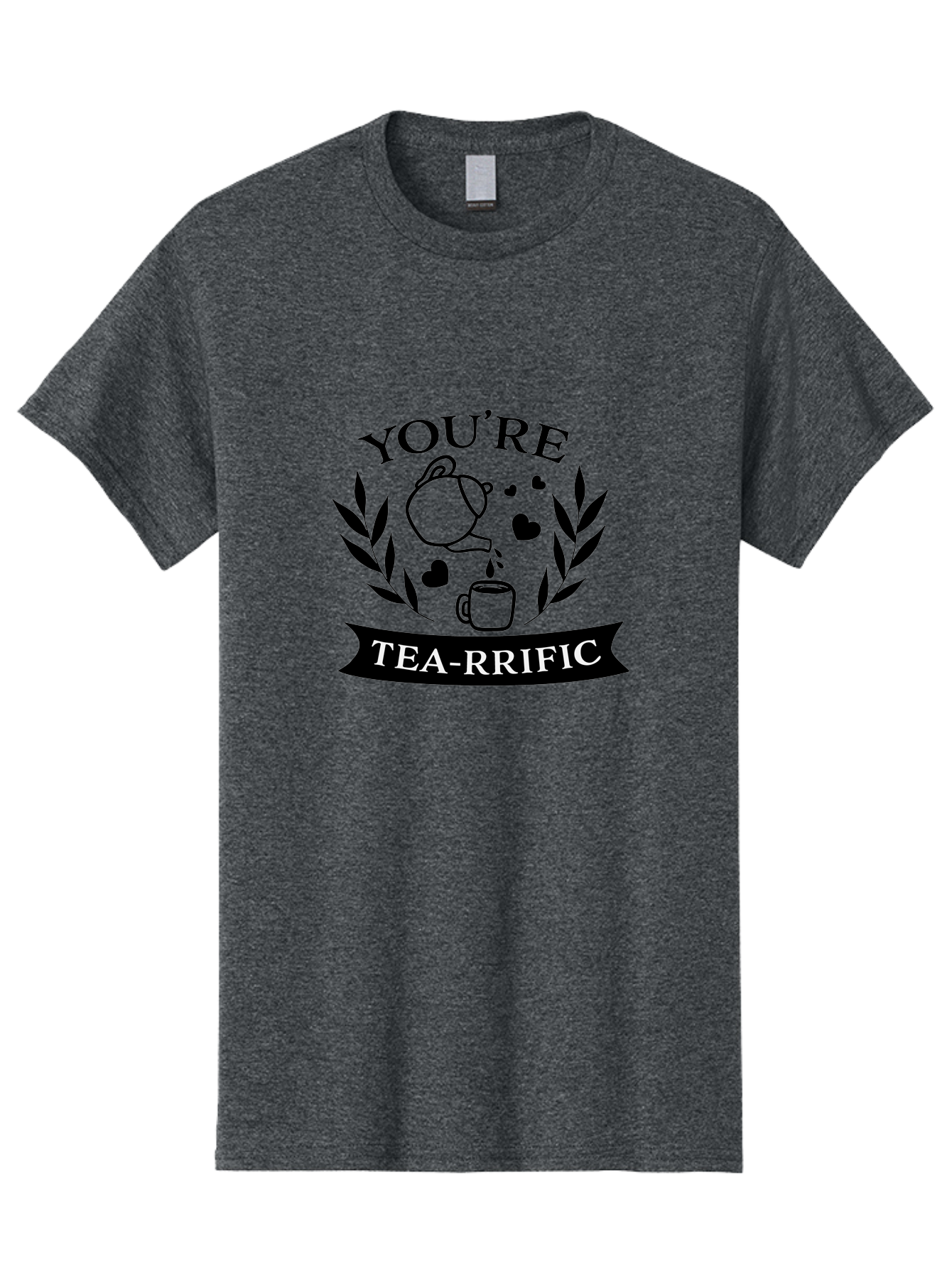 You-Re-Tea-Rrific Men'S Graphic Tee, 100% Cotton, Comfortable Casual Summer Wear, Machine Washable, Tea-Rific, Tea Lover, Punny Design, Heartwarming Message, Tea Time, Teapot, Hearts, Laurel Wreath Aad348 7