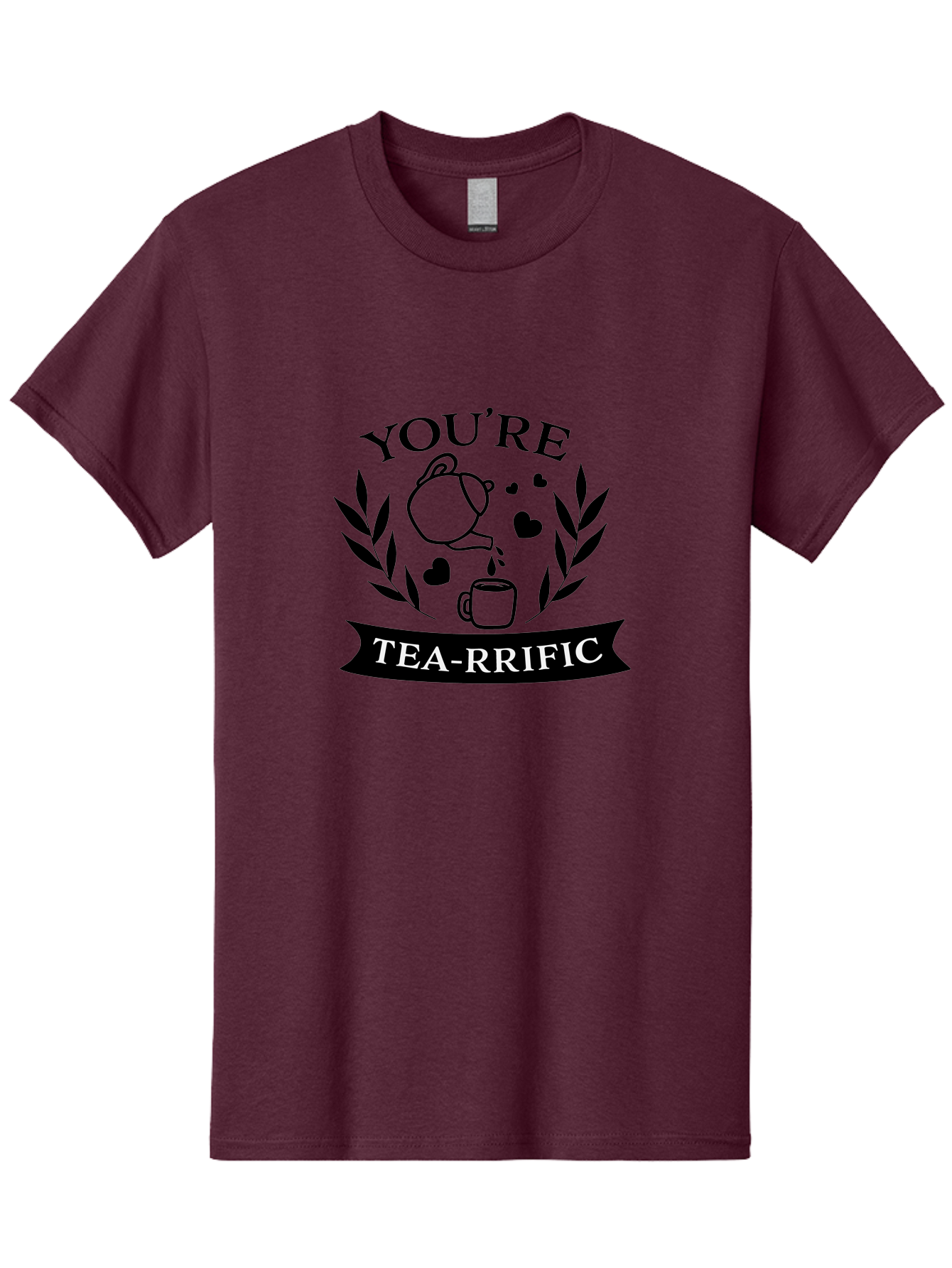 You-Re-Tea-Rrific Men'S Graphic Tee, 100% Cotton, Comfortable Casual Summer Wear, Machine Washable, Tea-Rific, Tea Lover, Punny Design, Heartwarming Message, Tea Time, Teapot, Hearts, Laurel Wreath Aad348 21