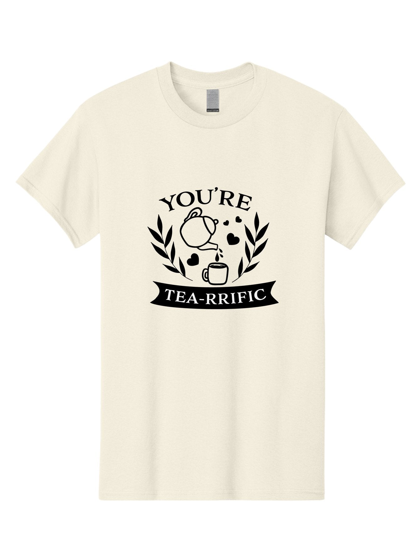 You-Re-Tea-Rrific Men'S Graphic Tee, 100% Cotton, Comfortable Casual Summer Wear, Machine Washable, Tea-Rific, Tea Lover, Punny Design, Heartwarming Message, Tea Time, Teapot, Hearts, Laurel Wreath Aad348 12
