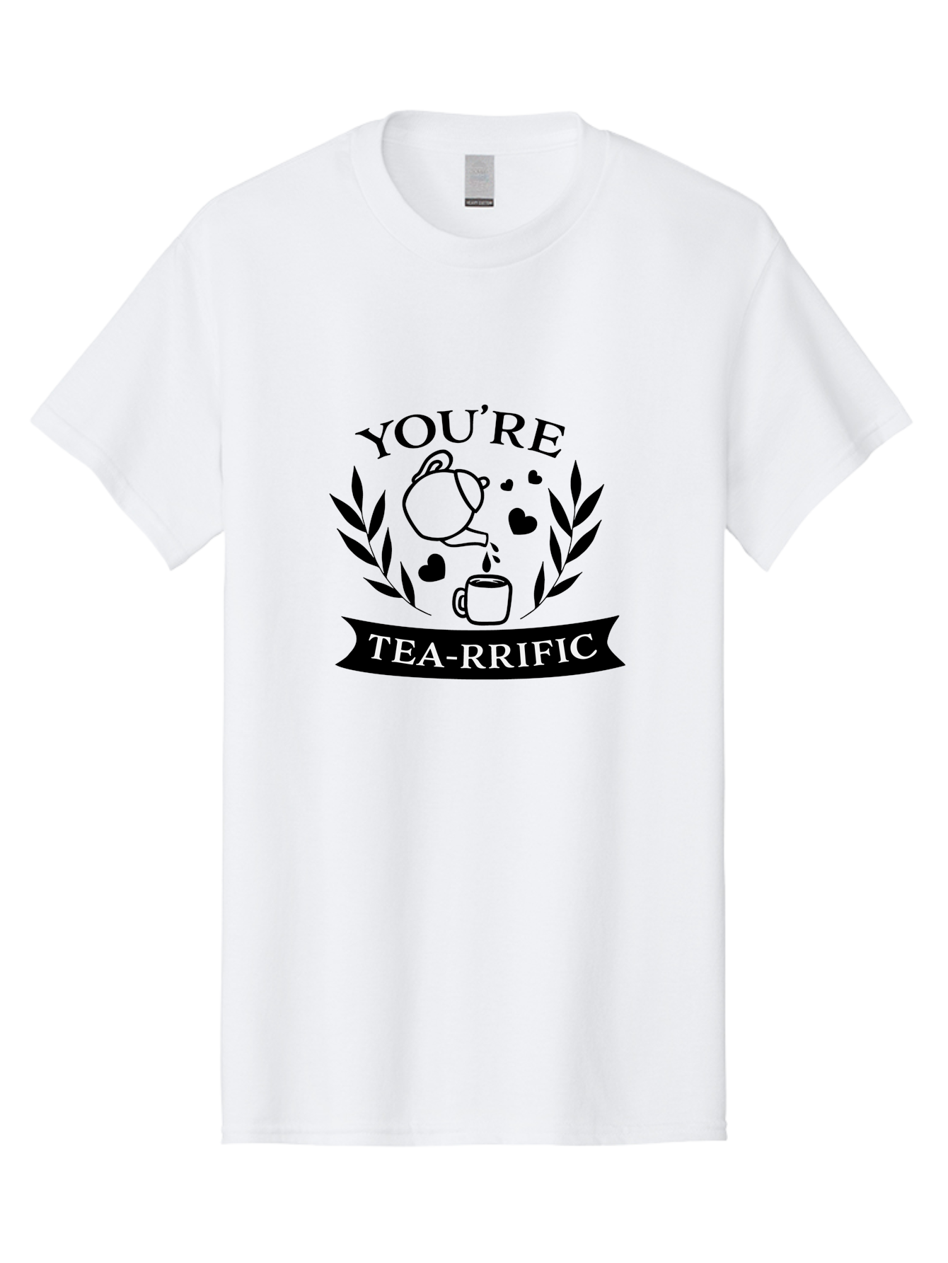 You-Re-Tea-Rrific Men'S Graphic Tee, 100% Cotton, Comfortable Casual Summer Wear, Machine Washable, Tea-Rific, Tea Lover, Punny Design, Heartwarming Message, Tea Time, Teapot, Hearts, Laurel Wreath Aad348 29