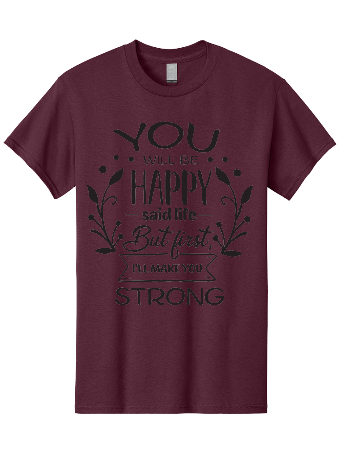 You-Will-Be-Happy Men'S Graphic Tee, 100% Cotton, Comfortable Casual Summer Wear, Machine Washable, Motivational Quote, Inspiring Words, Happiness, Life Journey, Strength, Positivity, Uplifting Message, Empowerment, Self-Improvement, Aad349 21