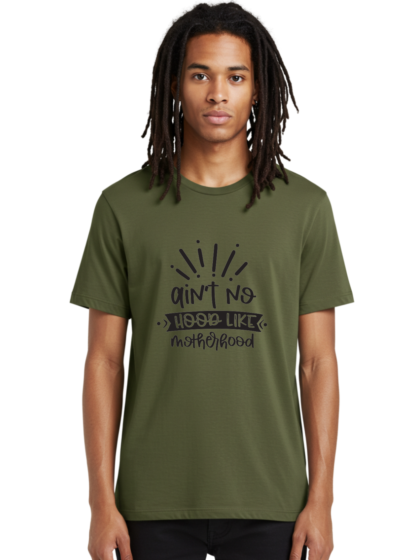 Ain-T-No-Hood-Like-Motherhood Men'S Graphic Tee, 100% Cotton, Comfortable Casual Summer Wear, Machine Washable, Funny Motherhood Quote, Playful Typography, Unique Fonts, Motherhood Humor, Parenting Jokes, Funny Mother Quotes, Mom Life, Aad355 12