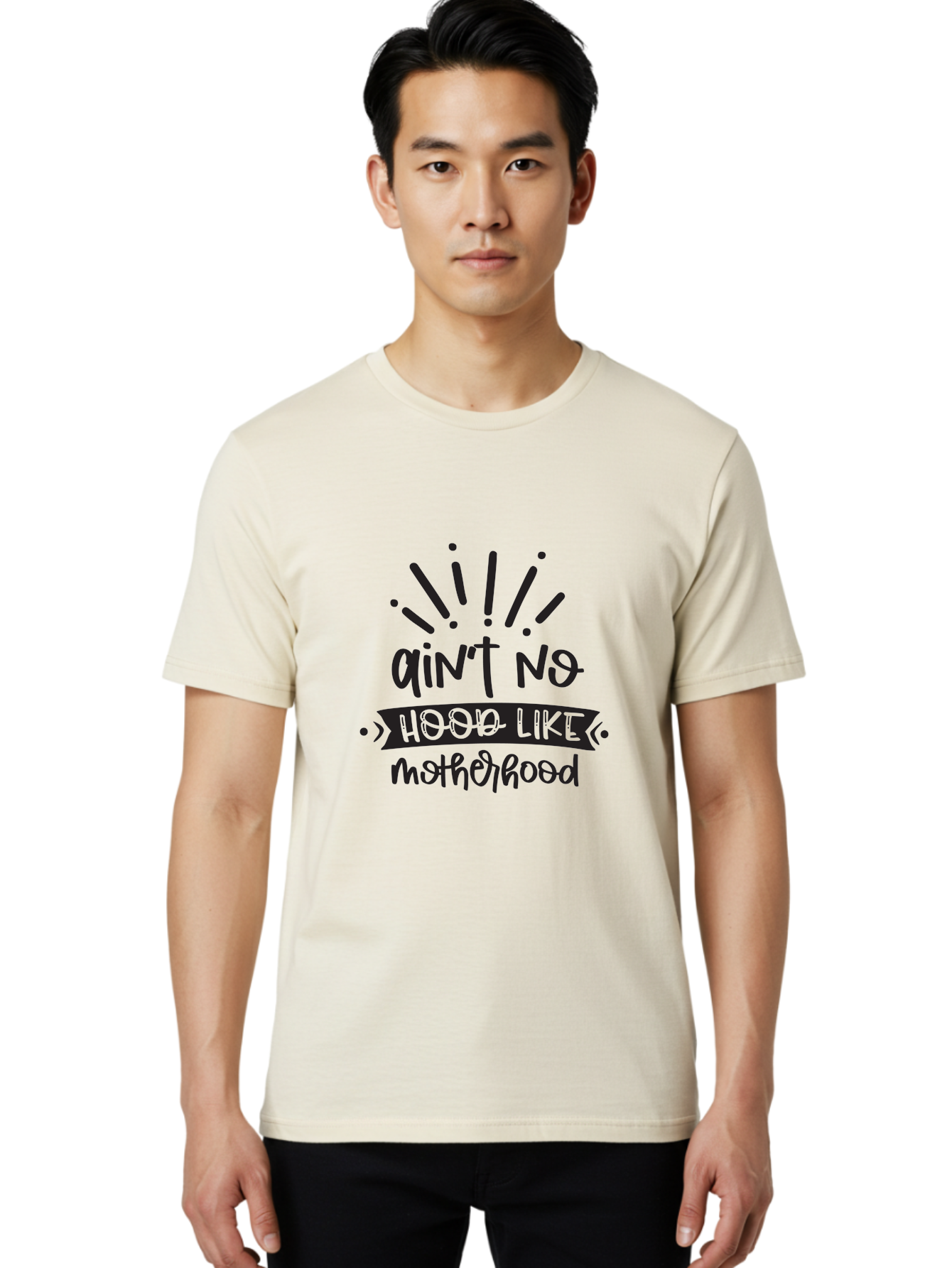 Ain-T-No-Hood-Like-Motherhood Men'S Graphic Tee, 100% Cotton, Comfortable Casual Summer Wear, Machine Washable, Funny Motherhood Quote, Playful Typography, Unique Fonts, Motherhood Humor, Parenting Jokes, Funny Mother Quotes, Mom Life, Aad355 6