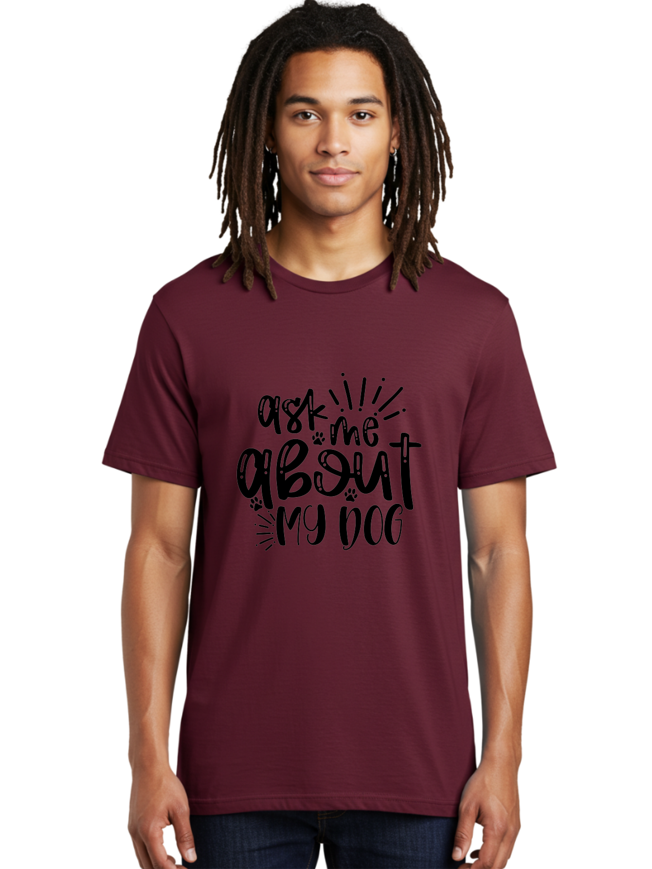 Ask-Me-About-My-Dog Men'S Graphic Tee, 100% Cotton, Comfortable Casual Summer Wear, Machine Washable, Dog Lover Quote, Pet Owner, Dog Mom, Dog Dad, Pet Parent, Dog Enthusiast, Paw Print, Funny Dog Saying, Dog Quote Aad357