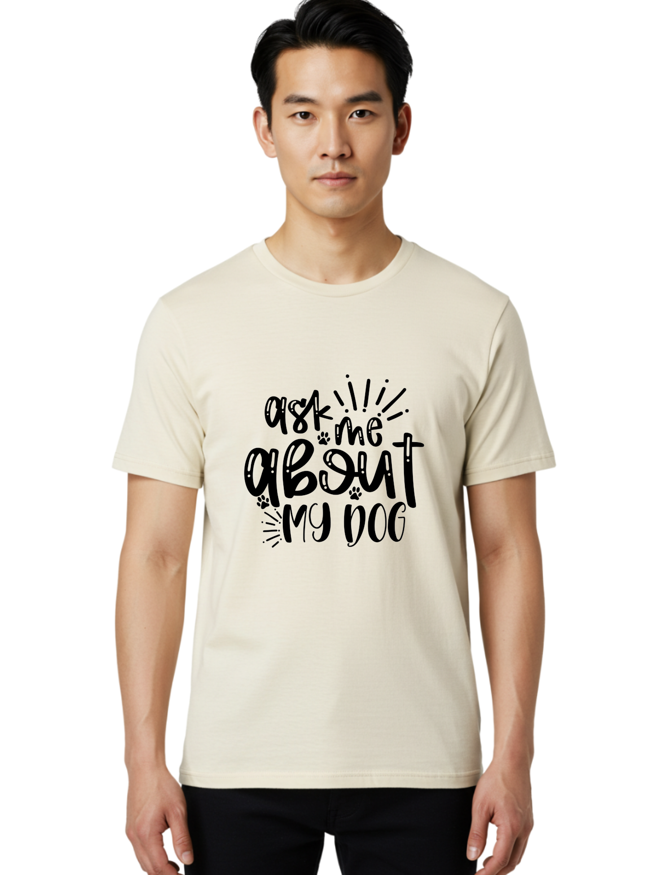 Ask-Me-About-My-Dog Men'S Graphic Tee, 100% Cotton, Comfortable Casual Summer Wear, Machine Washable, Dog Lover Quote, Pet Owner, Dog Mom, Dog Dad, Pet Parent, Dog Enthusiast, Paw Print, Funny Dog Saying, Dog Quote Aad357 16