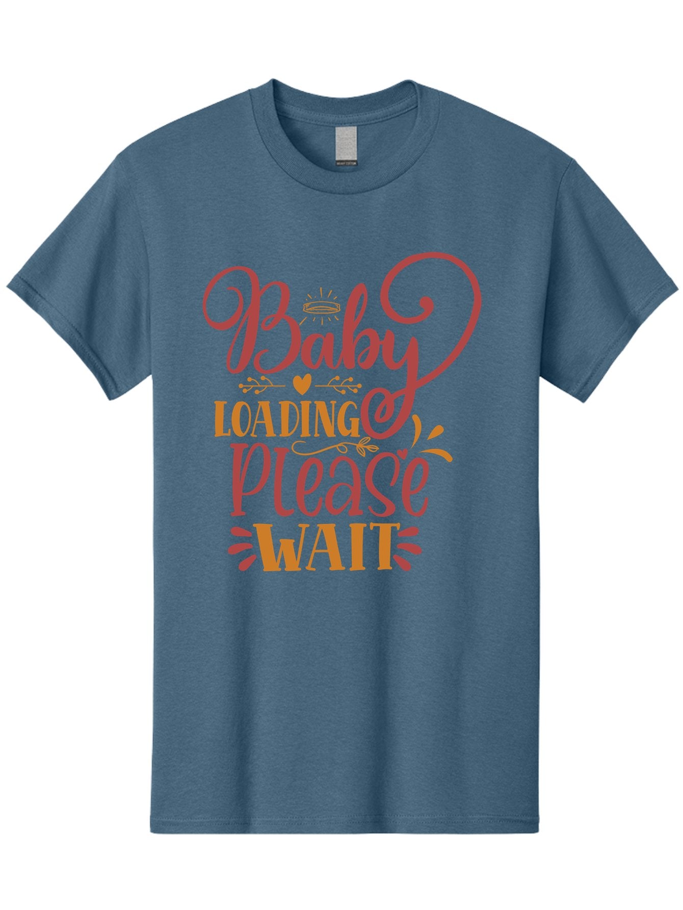 Baby-Loading-Please-Wait Men'S Graphic Tee, 100% Cotton, Comfortable Casual Summer Wear, Machine Washable, Baby Loading, Please Wait, Digital Art, Pregnancy Announcement, Pink Text, Whimsical Design, Orange Accents, Gender Reveal, Aad358 14