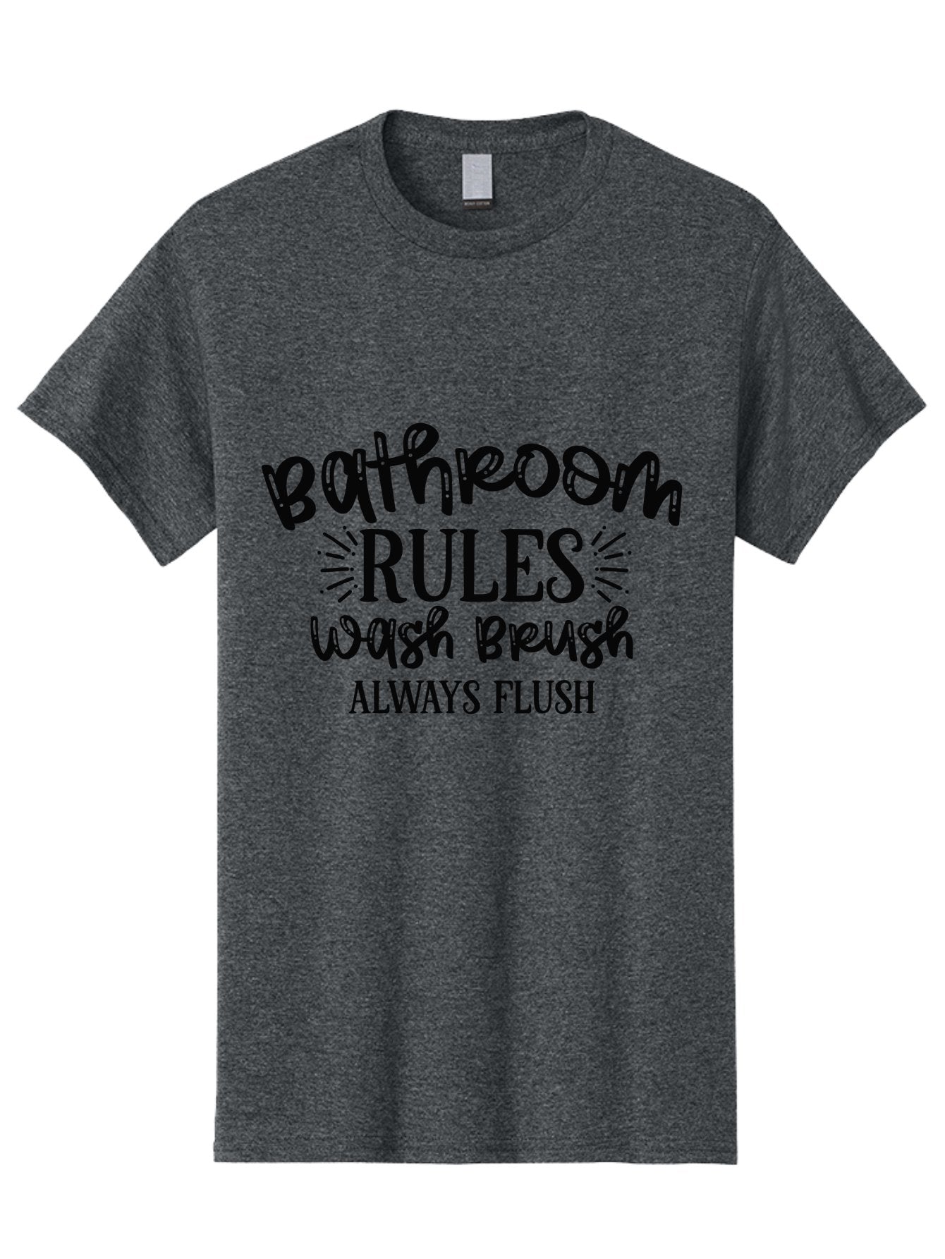 Bathroom-Rules Men'S Graphic Tee, 100% Cotton, Comfortable Casual Summer Wear, Machine Washable, Bathroom Etiquette, Bathroom Rules, Wash Brush, Always Flush, Bathroom Hygiene, Toilet Rules, Handwashing Reminders Aad360 12