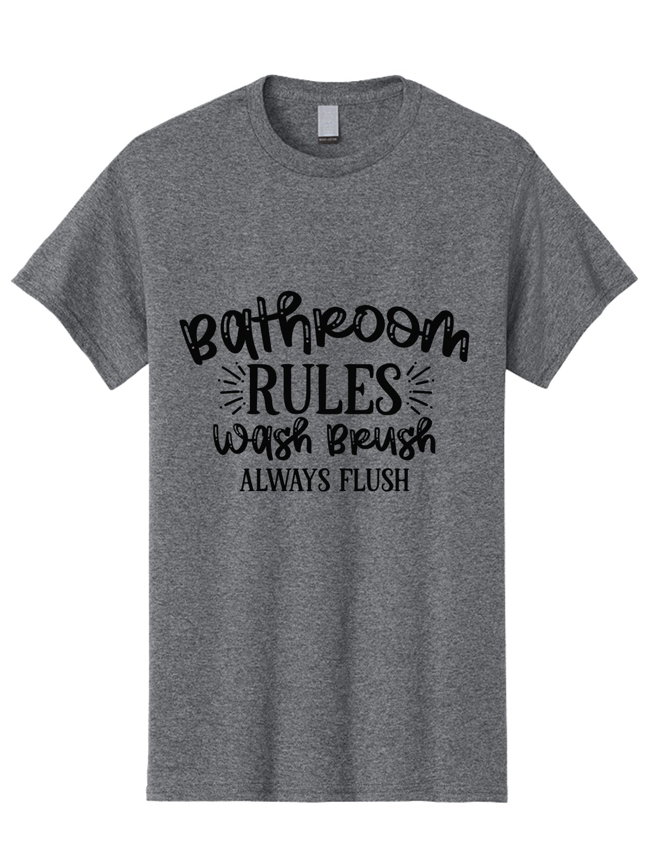 Bathroom-Rules Men'S Graphic Tee, 100% Cotton, Comfortable Casual Summer Wear, Machine Washable, Bathroom Etiquette, Bathroom Rules, Wash Brush, Always Flush, Bathroom Hygiene, Toilet Rules, Handwashing Reminders Aad360 10