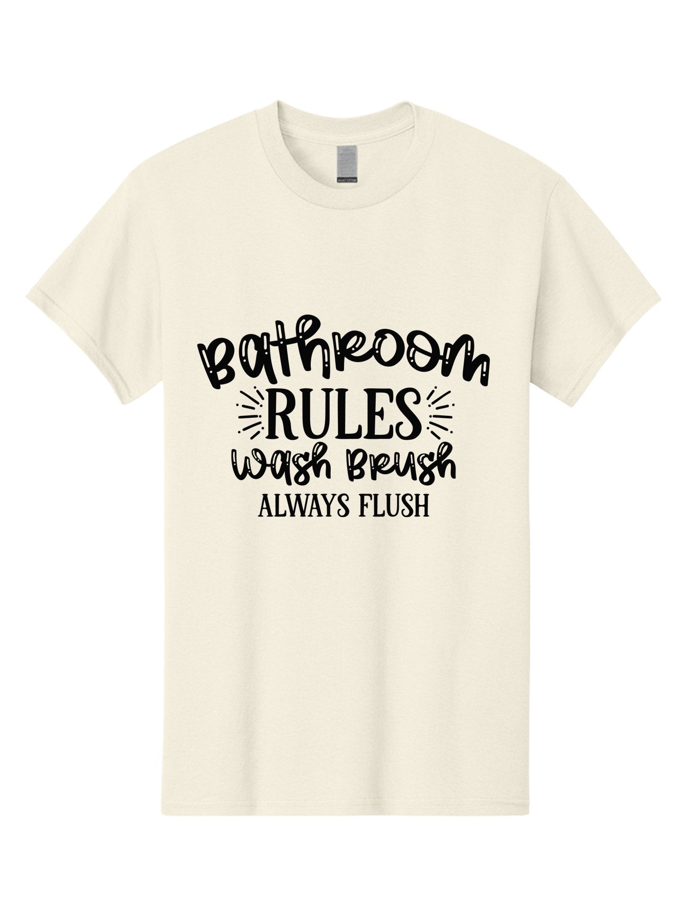 Bathroom-Rules Men'S Graphic Tee, 100% Cotton, Comfortable Casual Summer Wear, Machine Washable, Bathroom Etiquette, Bathroom Rules, Wash Brush, Always Flush, Bathroom Hygiene, Toilet Rules, Handwashing Reminders Aad360 14