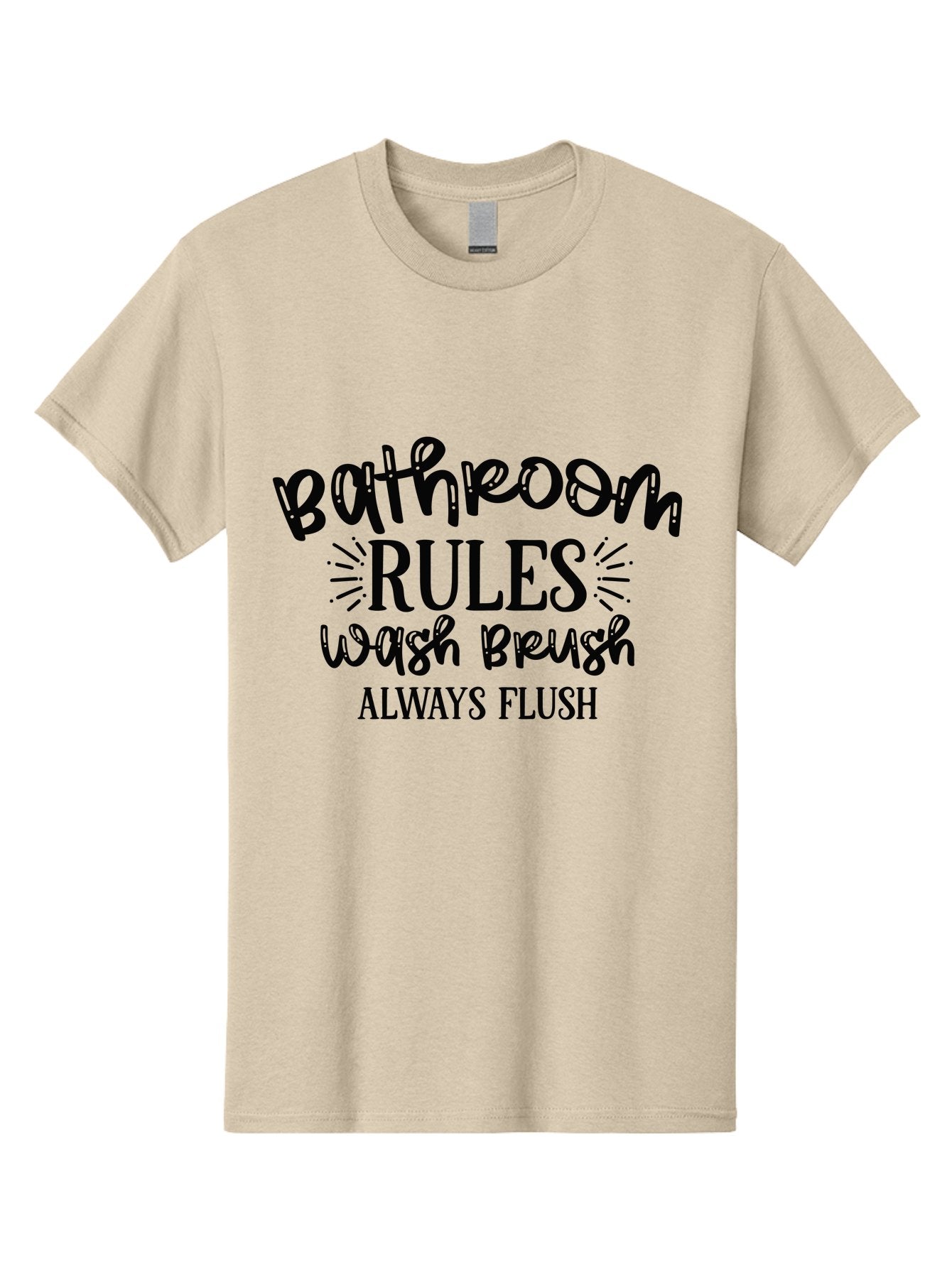 Bathroom-Rules Men'S Graphic Tee, 100% Cotton, Comfortable Casual Summer Wear, Machine Washable, Bathroom Etiquette, Bathroom Rules, Wash Brush, Always Flush, Bathroom Hygiene, Toilet Rules, Handwashing Reminders Aad360 6