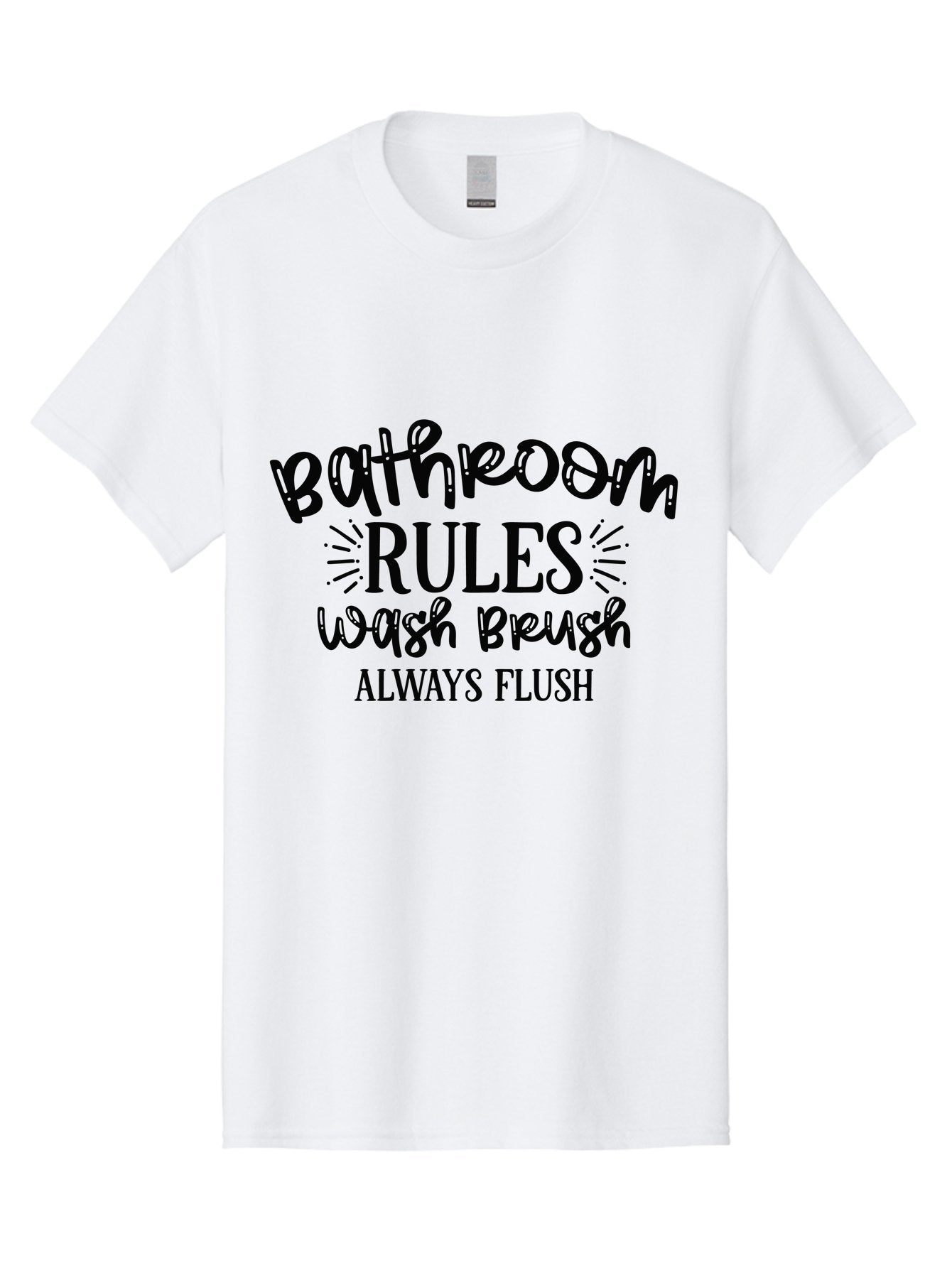 Bathroom-Rules Men'S Graphic Tee, 100% Cotton, Comfortable Casual Summer Wear, Machine Washable, Bathroom Etiquette, Bathroom Rules, Wash Brush, Always Flush, Bathroom Hygiene, Toilet Rules, Handwashing Reminders Aad360 9