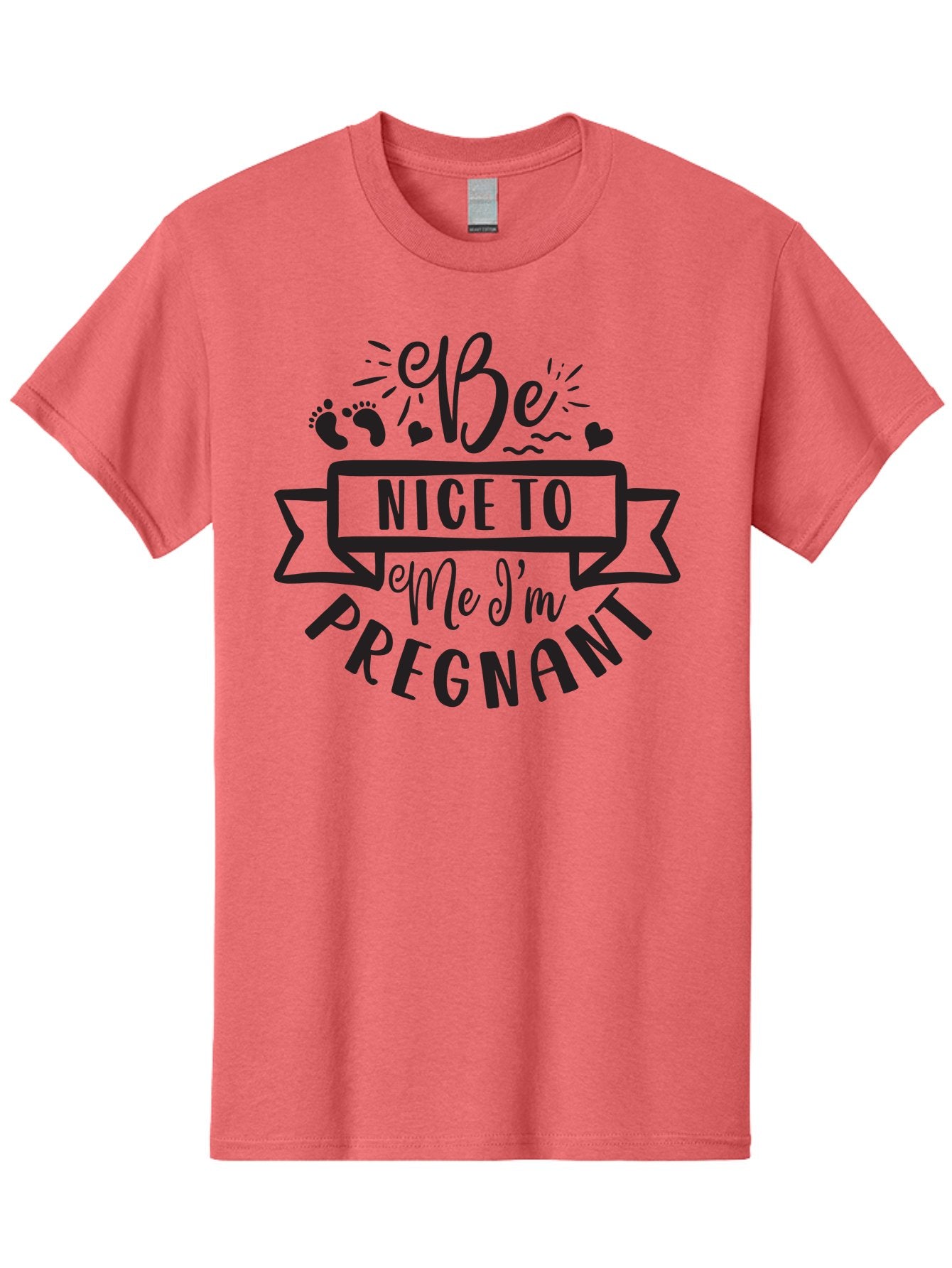 Be-Nice-To-Me-I-M-Pregnant Men'S Graphic Tee, 100% Cotton, Comfortable Casual Summer Wear, Machine Washable, Pregnancy Announcement, Cute Baby Bump, Expecting Mother, Baby On Board, Pregnancy Reveal, Baby Feet, Heartwarming Message, Aad361 7