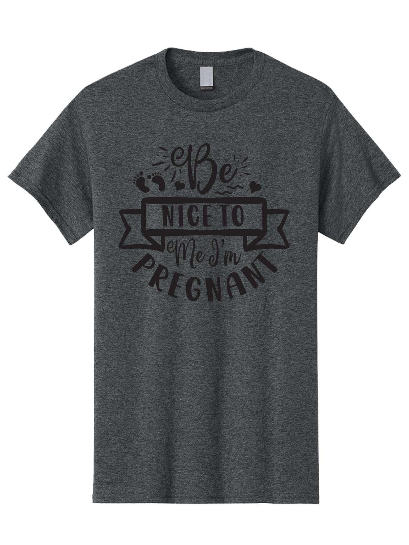 Be-Nice-To-Me-I-M-Pregnant Men'S Graphic Tee, 100% Cotton, Comfortable Casual Summer Wear, Machine Washable, Pregnancy Announcement, Cute Baby Bump, Expecting Mother, Baby On Board, Pregnancy Reveal, Baby Feet, Heartwarming Message, Aad361 9
