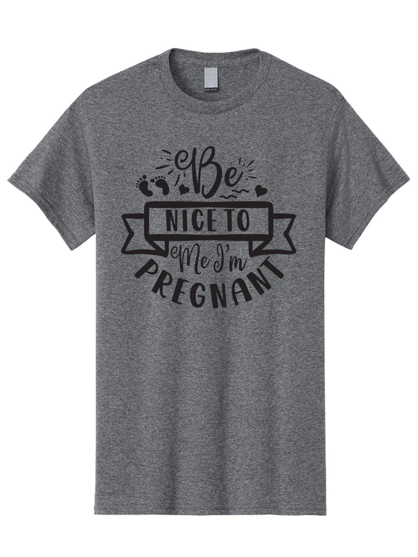 Be-Nice-To-Me-I-M-Pregnant Men'S Graphic Tee, 100% Cotton, Comfortable Casual Summer Wear, Machine Washable, Pregnancy Announcement, Cute Baby Bump, Expecting Mother, Baby On Board, Pregnancy Reveal, Baby Feet, Heartwarming Message, Aad361