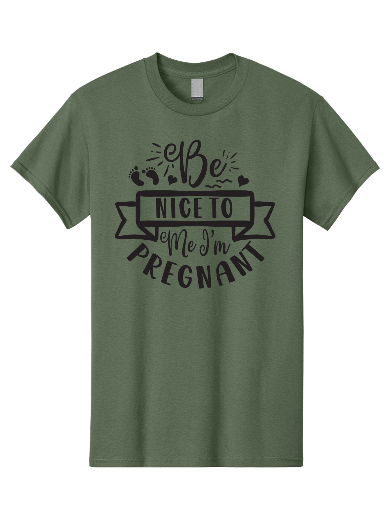 Be-Nice-To-Me-I-M-Pregnant Men'S Graphic Tee, 100% Cotton, Comfortable Casual Summer Wear, Machine Washable, Pregnancy Announcement, Cute Baby Bump, Expecting Mother, Baby On Board, Pregnancy Reveal, Baby Feet, Heartwarming Message, Aad361 6