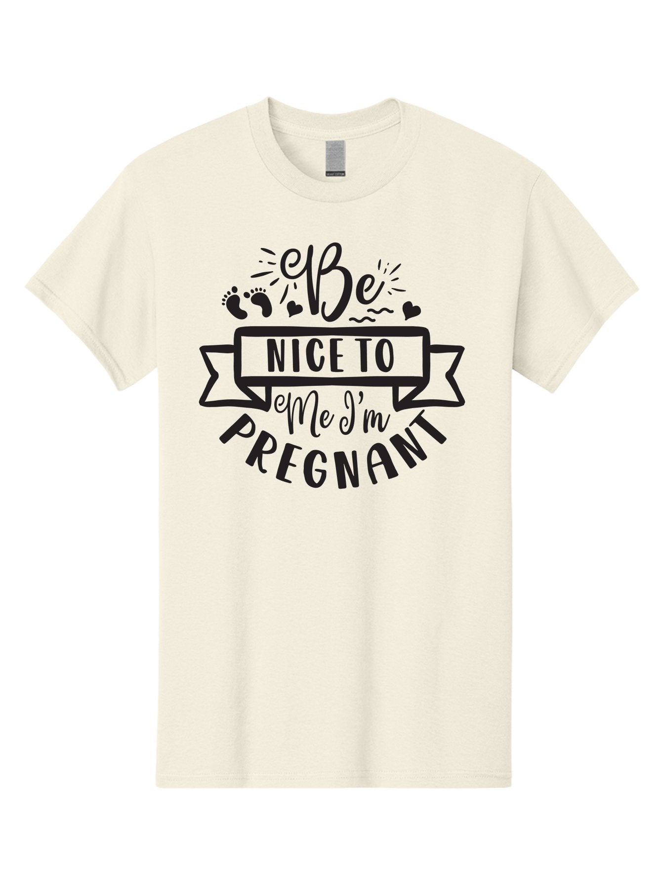 Be-Nice-To-Me-I-M-Pregnant Men'S Graphic Tee, 100% Cotton, Comfortable Casual Summer Wear, Machine Washable, Pregnancy Announcement, Cute Baby Bump, Expecting Mother, Baby On Board, Pregnancy Reveal, Baby Feet, Heartwarming Message, Aad361 3