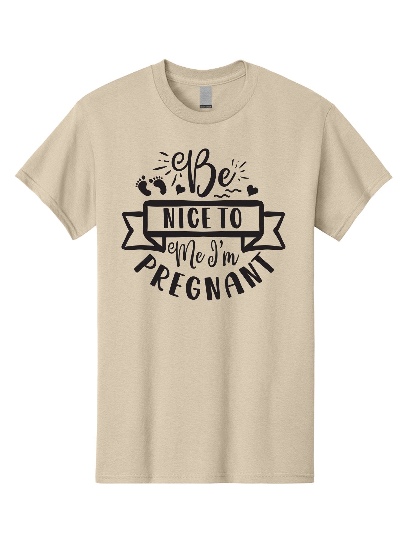 Be-Nice-To-Me-I-M-Pregnant Men'S Graphic Tee, 100% Cotton, Comfortable Casual Summer Wear, Machine Washable, Pregnancy Announcement, Cute Baby Bump, Expecting Mother, Baby On Board, Pregnancy Reveal, Baby Feet, Heartwarming Message, Aad361