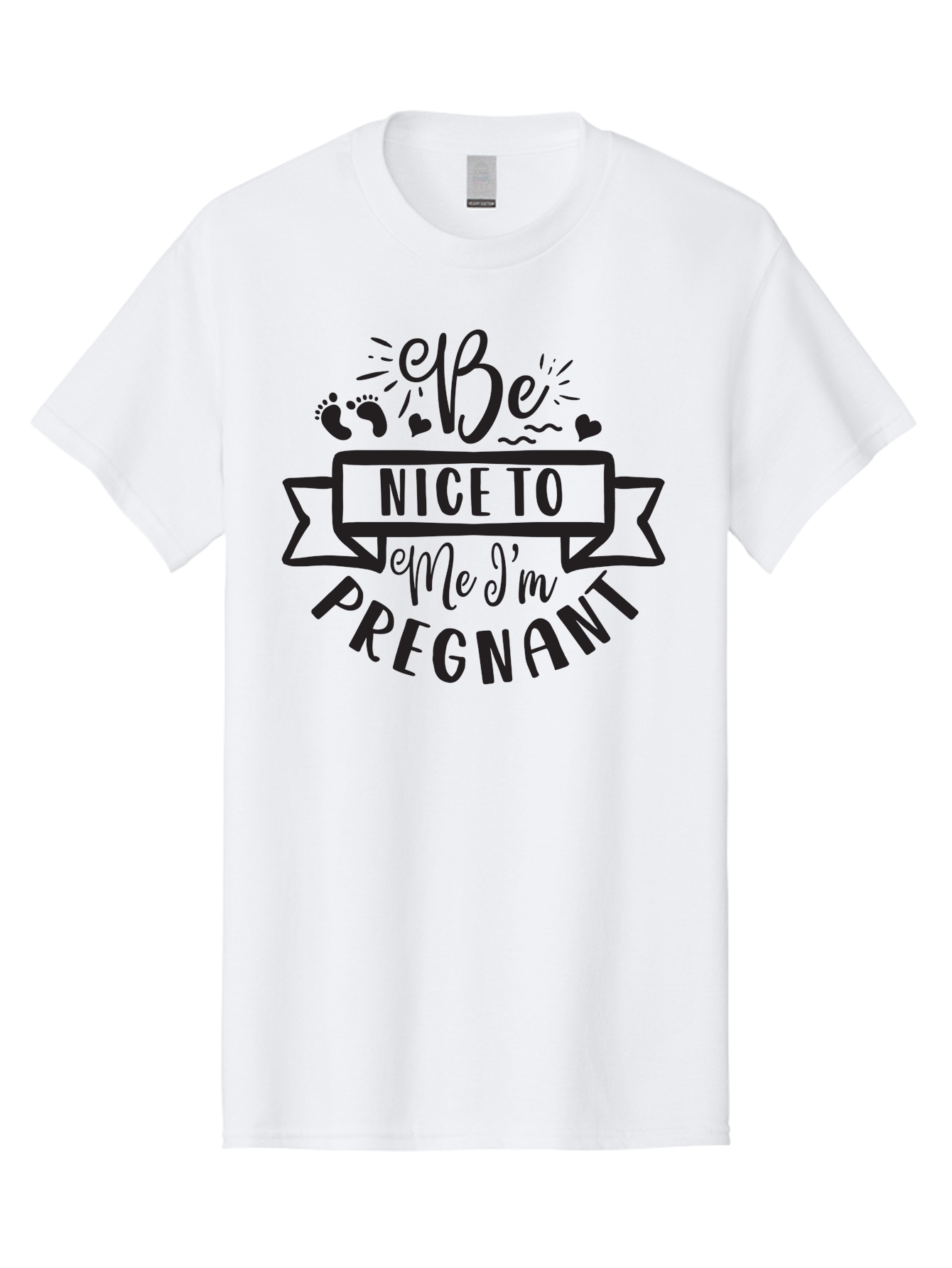 Be-Nice-To-Me-I-M-Pregnant Men'S Graphic Tee, 100% Cotton, Comfortable Casual Summer Wear, Machine Washable, Pregnancy Announcement, Cute Baby Bump, Expecting Mother, Baby On Board, Pregnancy Reveal, Baby Feet, Heartwarming Message, Aad361