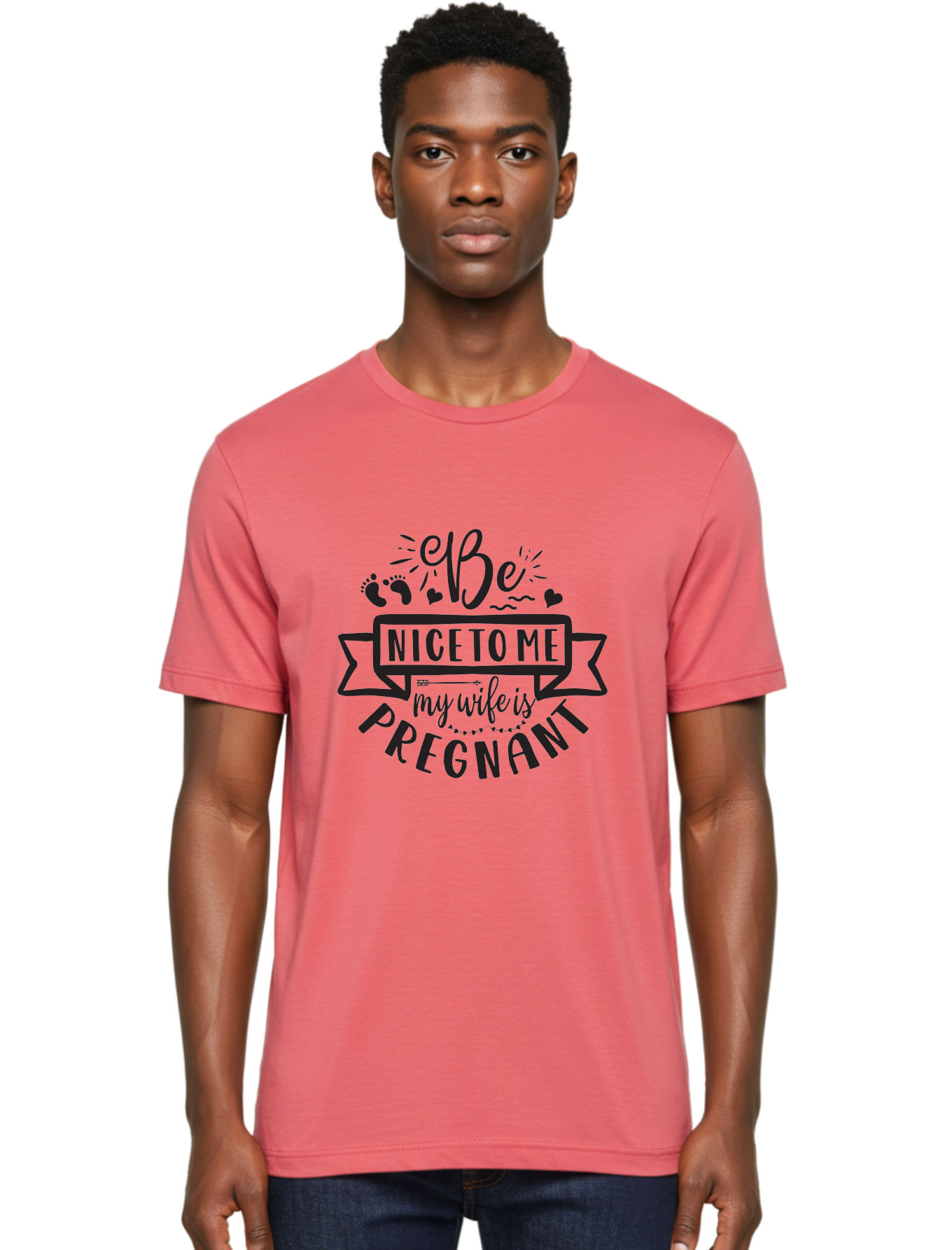 Be-Nice-To-Me-My-Wife-Is-Pregnant Men'S Graphic Tee, 100% Cotton, Comfortable Casual Summer Wear, Machine Washable, Pregnancy Announcement, Expectant Mother, Baby On The Way, Husband Humor, Cute Design, Funny T-Shirt, Pregnancy Reveal, Aad362