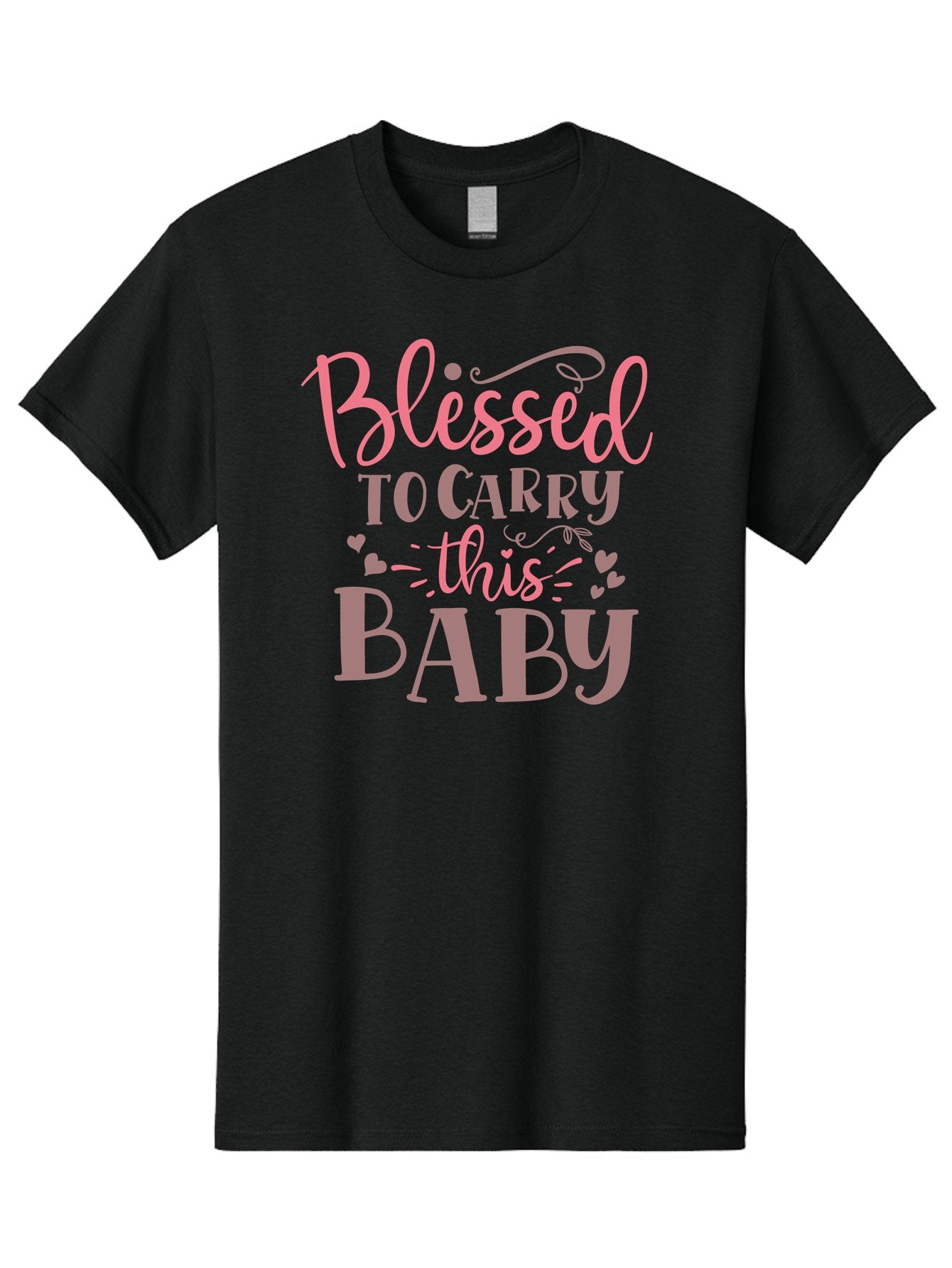 Blessed-To-Carry-This-Baby Men'S Graphic Tee, 100% Cotton, Comfortable Casual Summer Wear, Machine Washable, Pregnancy Quote, Baby Blessing, Expectant Mother, Pink Font, Inspirational Message, Baby Shower Gift, Maternity Message Aad366 9