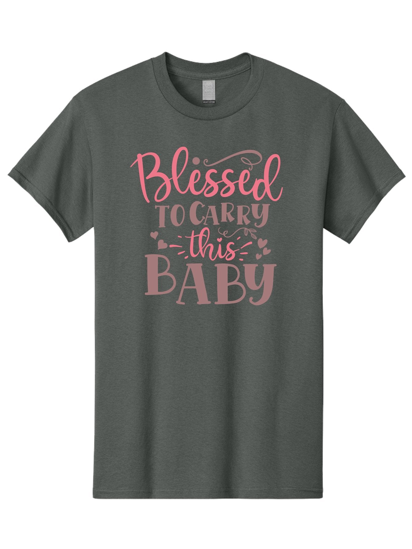 Blessed-To-Carry-This-Baby Men'S Graphic Tee, 100% Cotton, Comfortable Casual Summer Wear, Machine Washable, Pregnancy Quote, Baby Blessing, Expectant Mother, Pink Font, Inspirational Message, Baby Shower Gift, Maternity Message Aad366