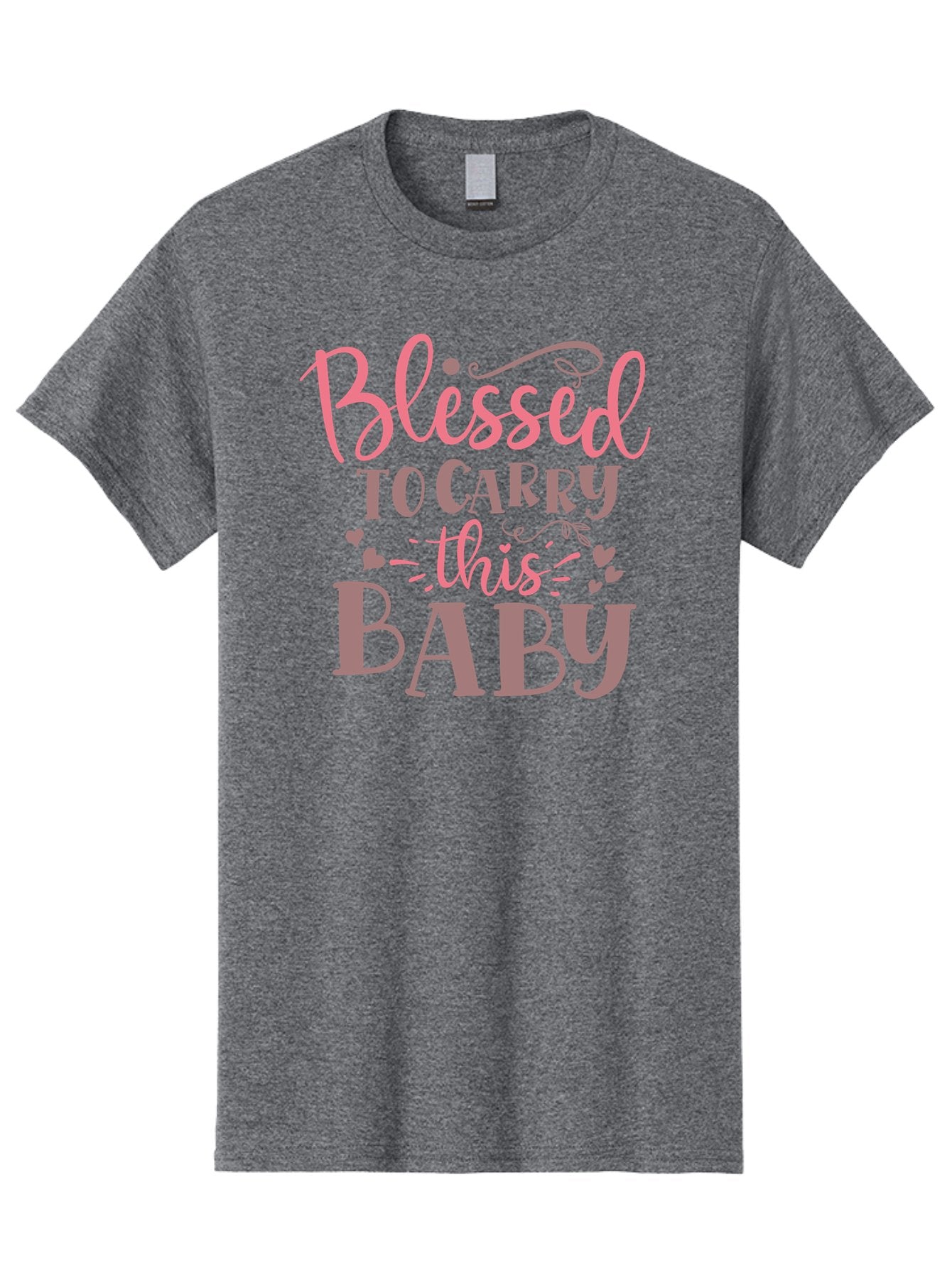 Blessed-To-Carry-This-Baby Men'S Graphic Tee, 100% Cotton, Comfortable Casual Summer Wear, Machine Washable, Pregnancy Quote, Baby Blessing, Expectant Mother, Pink Font, Inspirational Message, Baby Shower Gift, Maternity Message Aad366 11