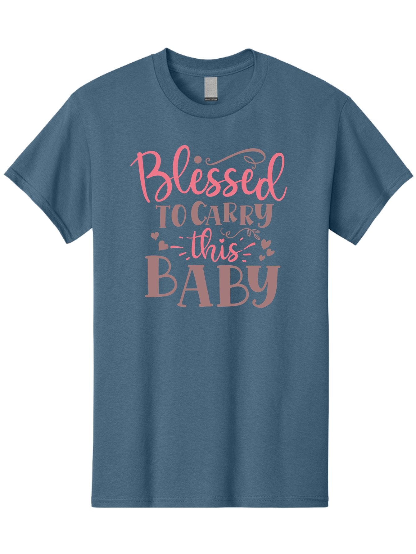 Blessed-To-Carry-This-Baby Men'S Graphic Tee, 100% Cotton, Comfortable Casual Summer Wear, Machine Washable, Pregnancy Quote, Baby Blessing, Expectant Mother, Pink Font, Inspirational Message, Baby Shower Gift, Maternity Message Aad366 15